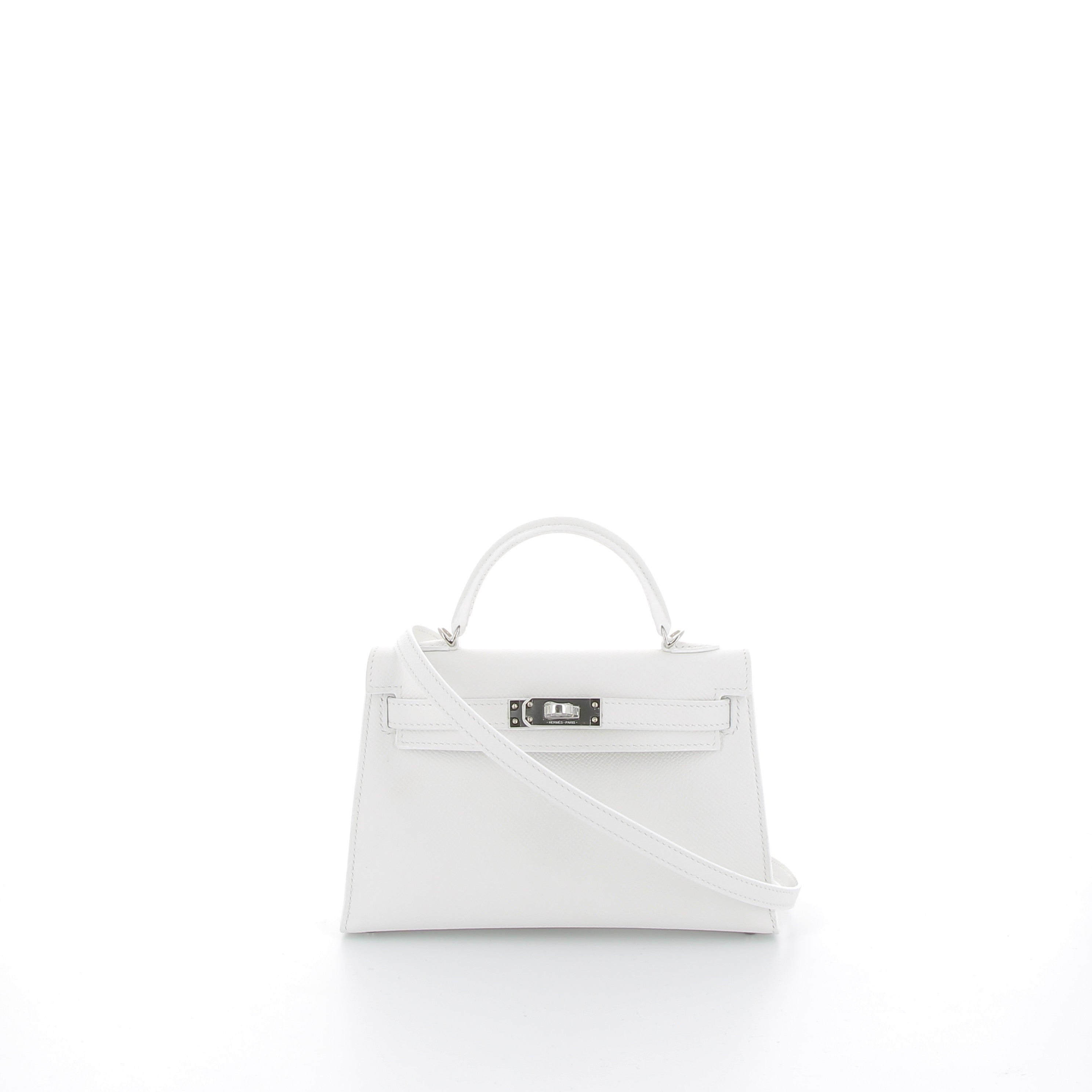 HERMÈS Kelly 20 Sellier Veau Epsom New White