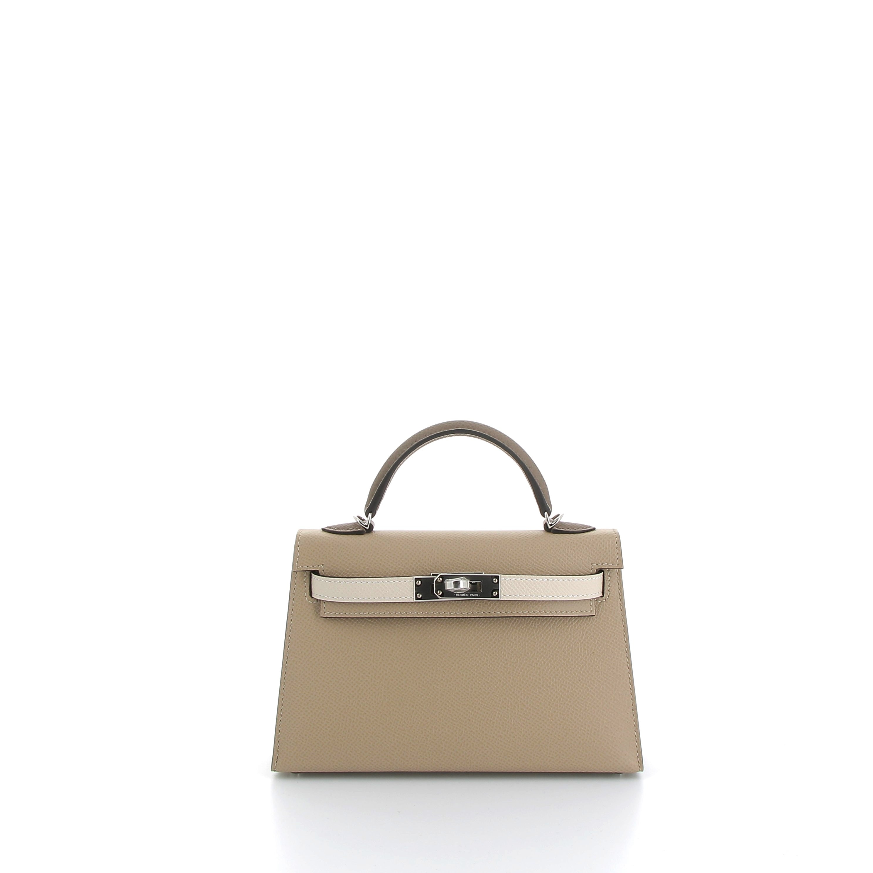 HERMÈS Kelly 20 Sellier Trench/Chalk/Etoupe