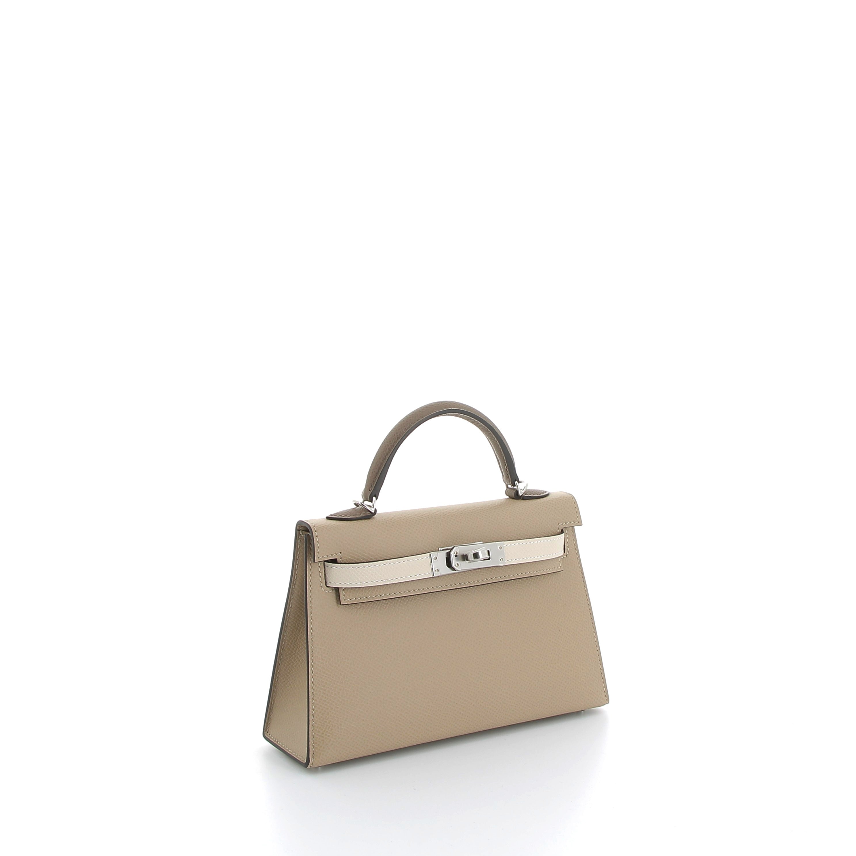 HERMÈS Kelly 20 Sellier Trench/Chalk/Etoupe