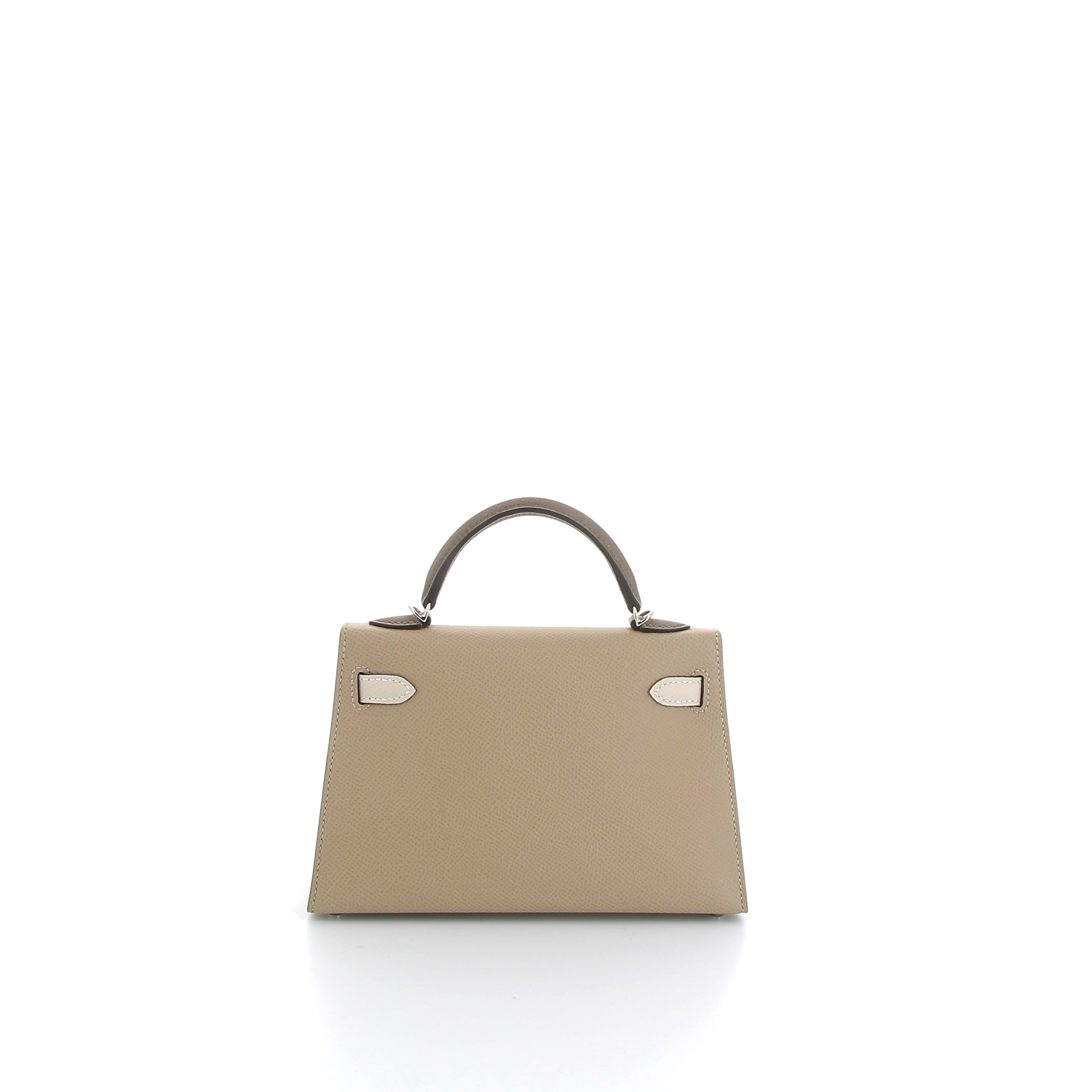 HERMÈS Kelly 20 Sellier Trench/Chalk/Etoupe