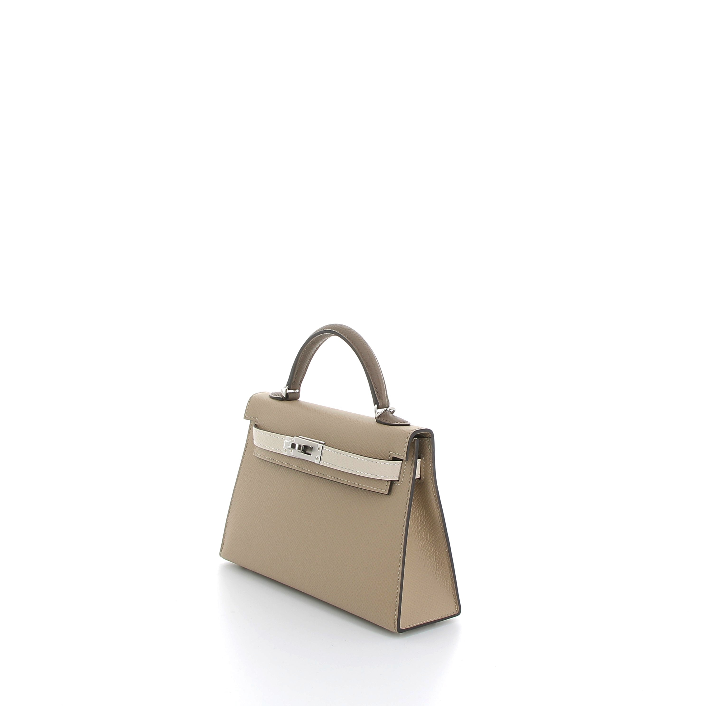 HERMÈS Kelly 20 Sellier Trench/Chalk/Etoupe