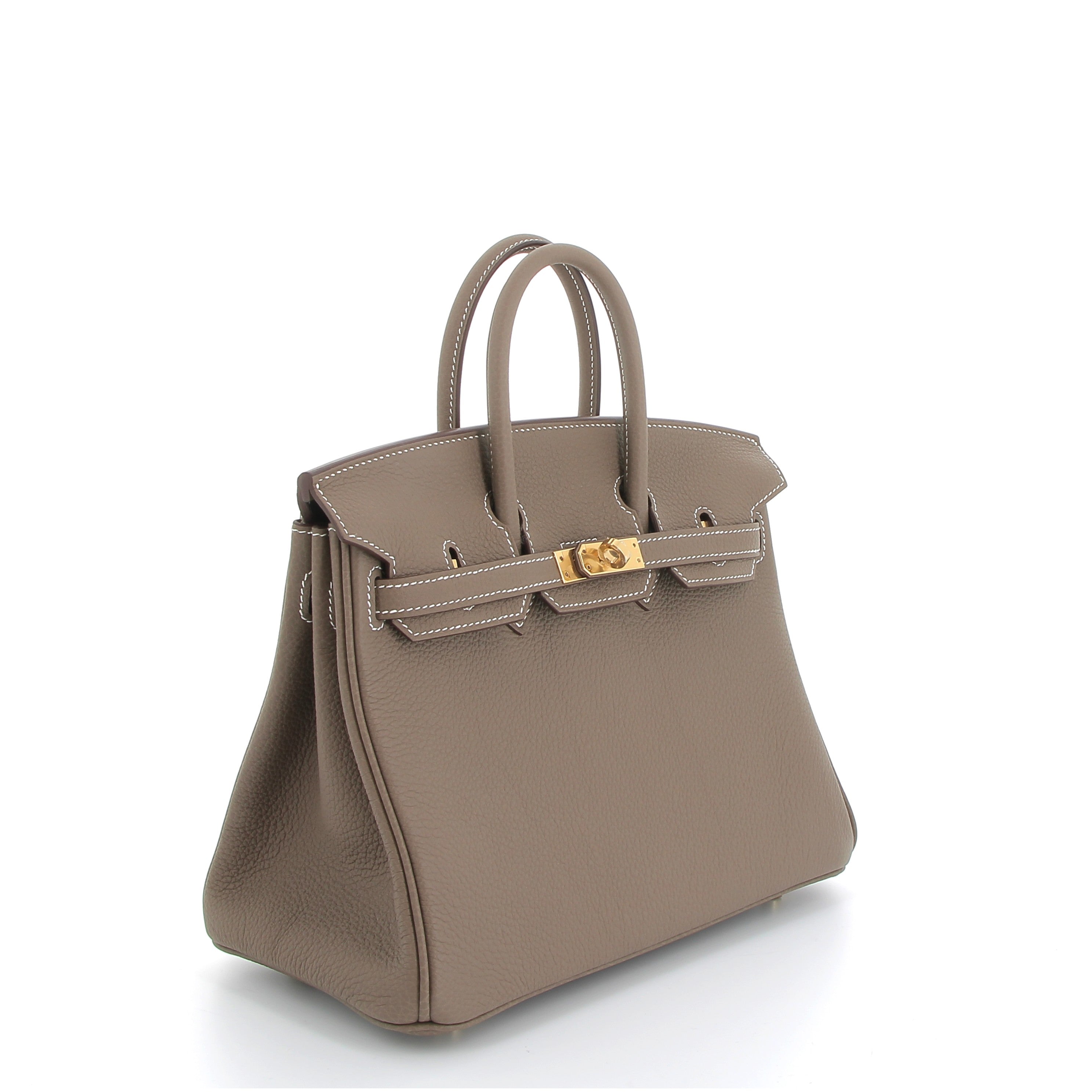 HERMÈS BIRKIN 25 ETOUPE TOGO FINITION OR JAUNE