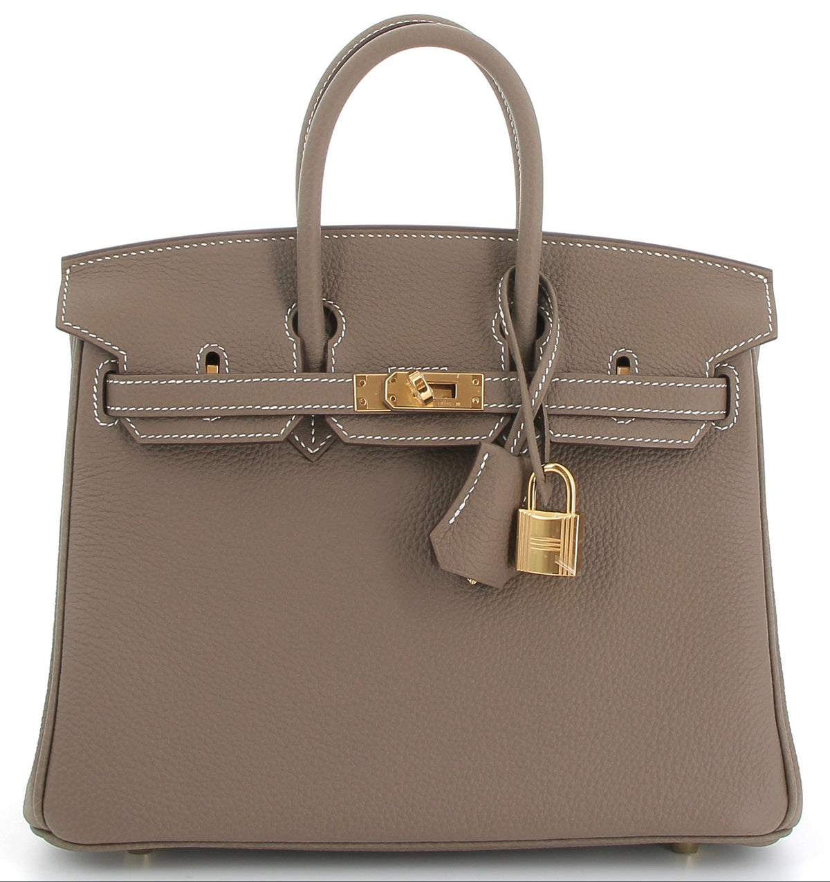 HERMÈS BIRKIN 25 ETOUPE TOGO FINITION OR JAUNE