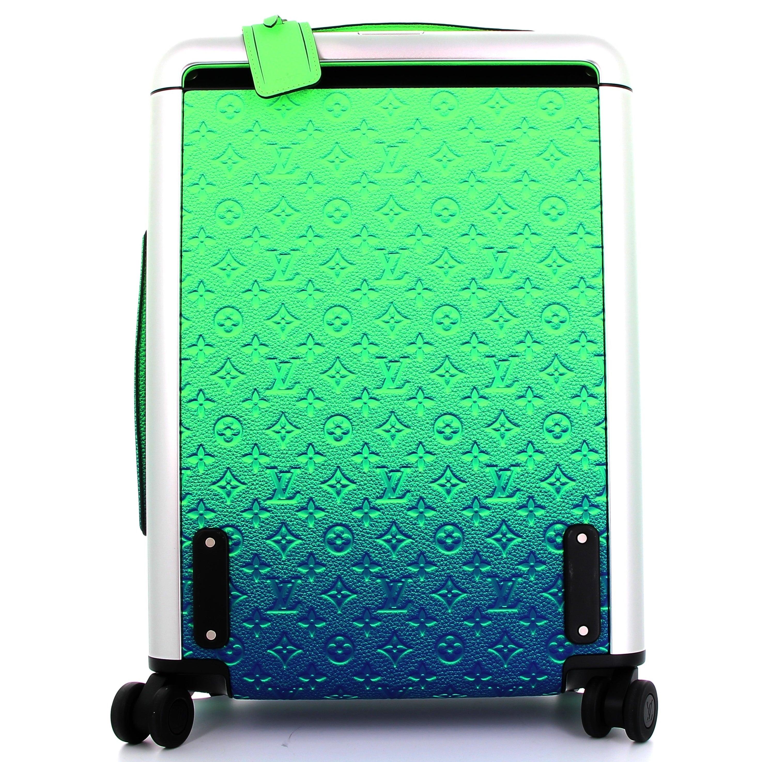 LOUIS VUITTON x VIRGIL ABLOH Valise Horizon 55 Bleu/Vert Monogram Taurillon Illusion Finition Argenté