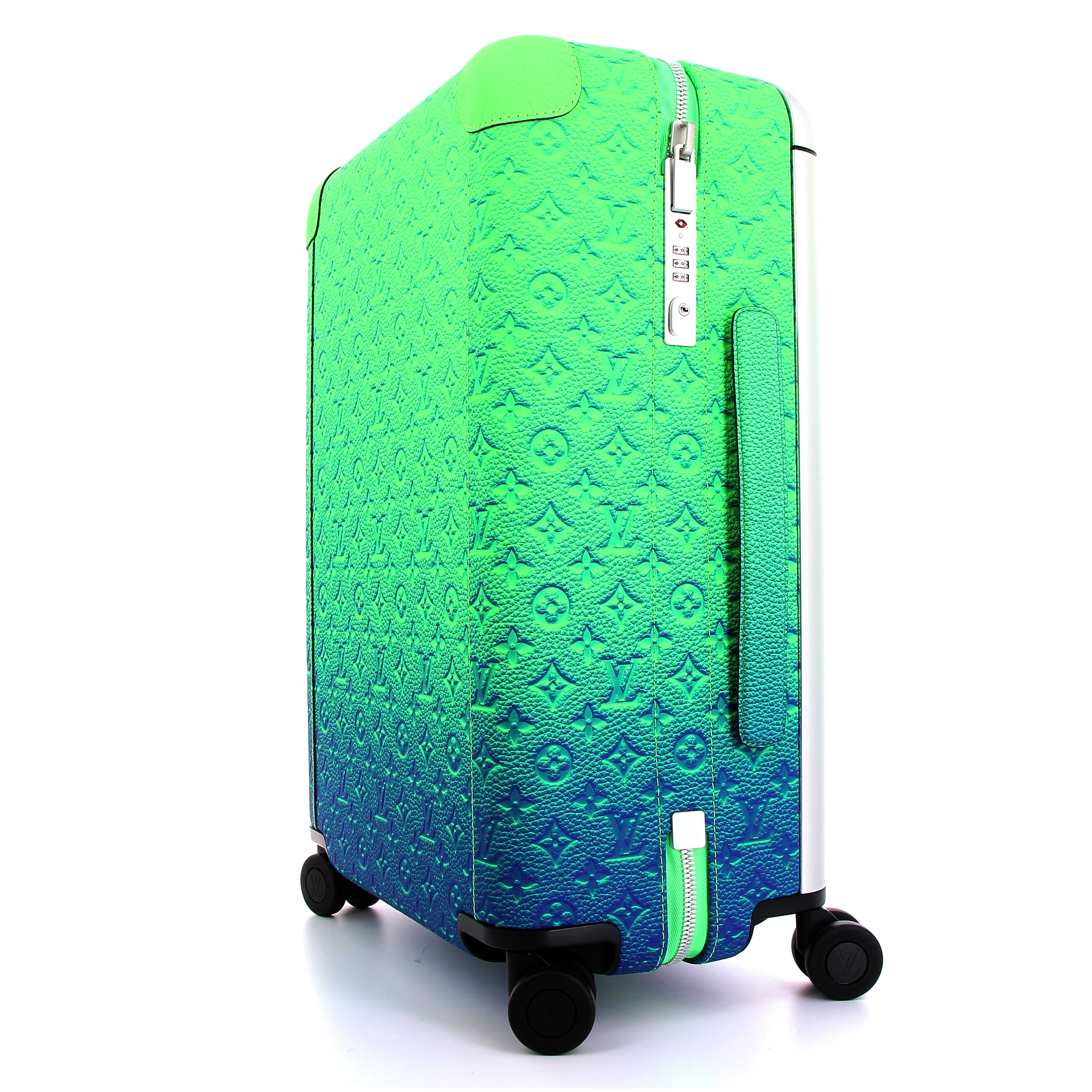 LOUIS VUITTON x VIRGIL ABLOH Valise Horizon 55 Bleu/Vert Monogram Taurillon Illusion Finition Argenté