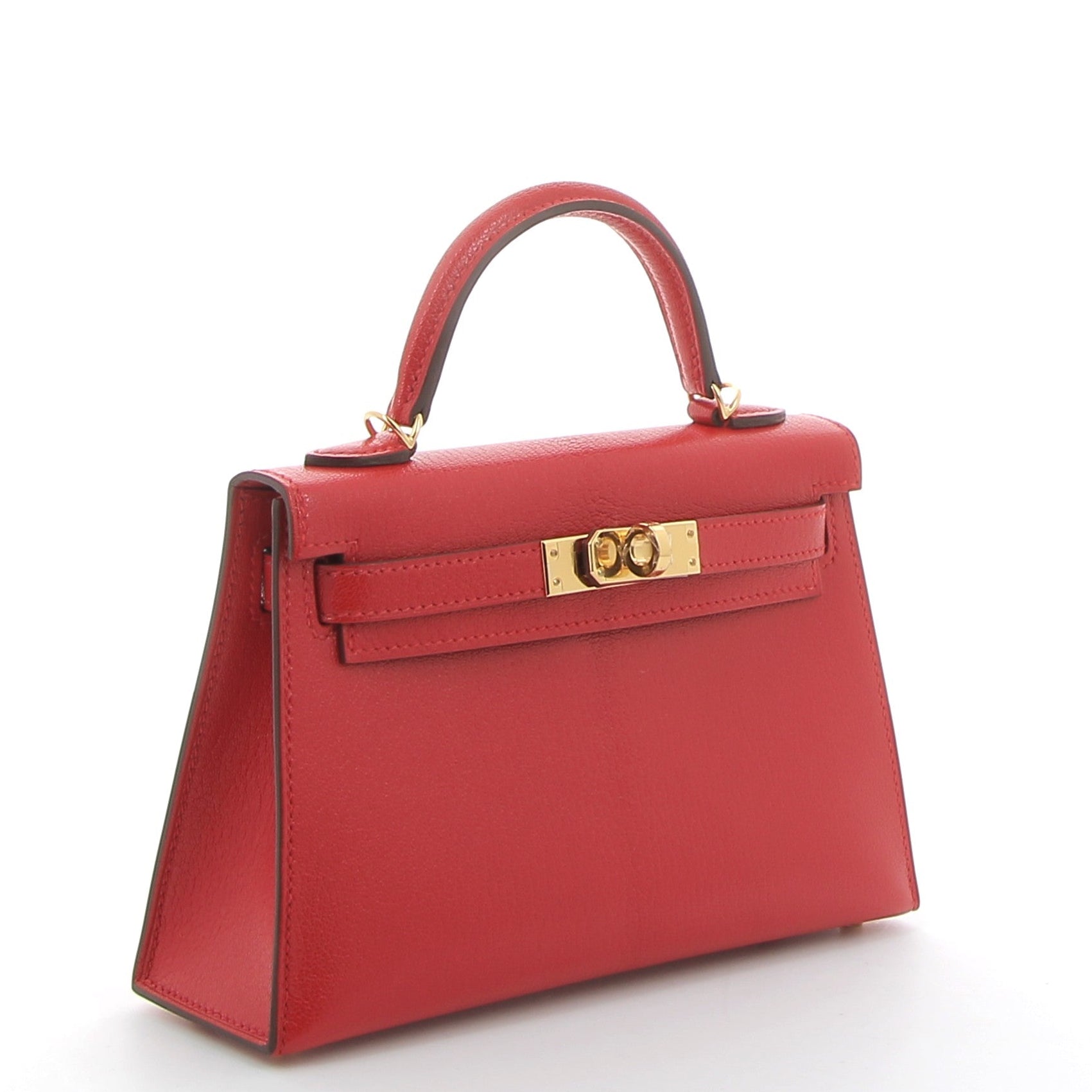 HERMES Kelly 20 Rouge de Coeur Cuir Chèvre Finition Or Jaune