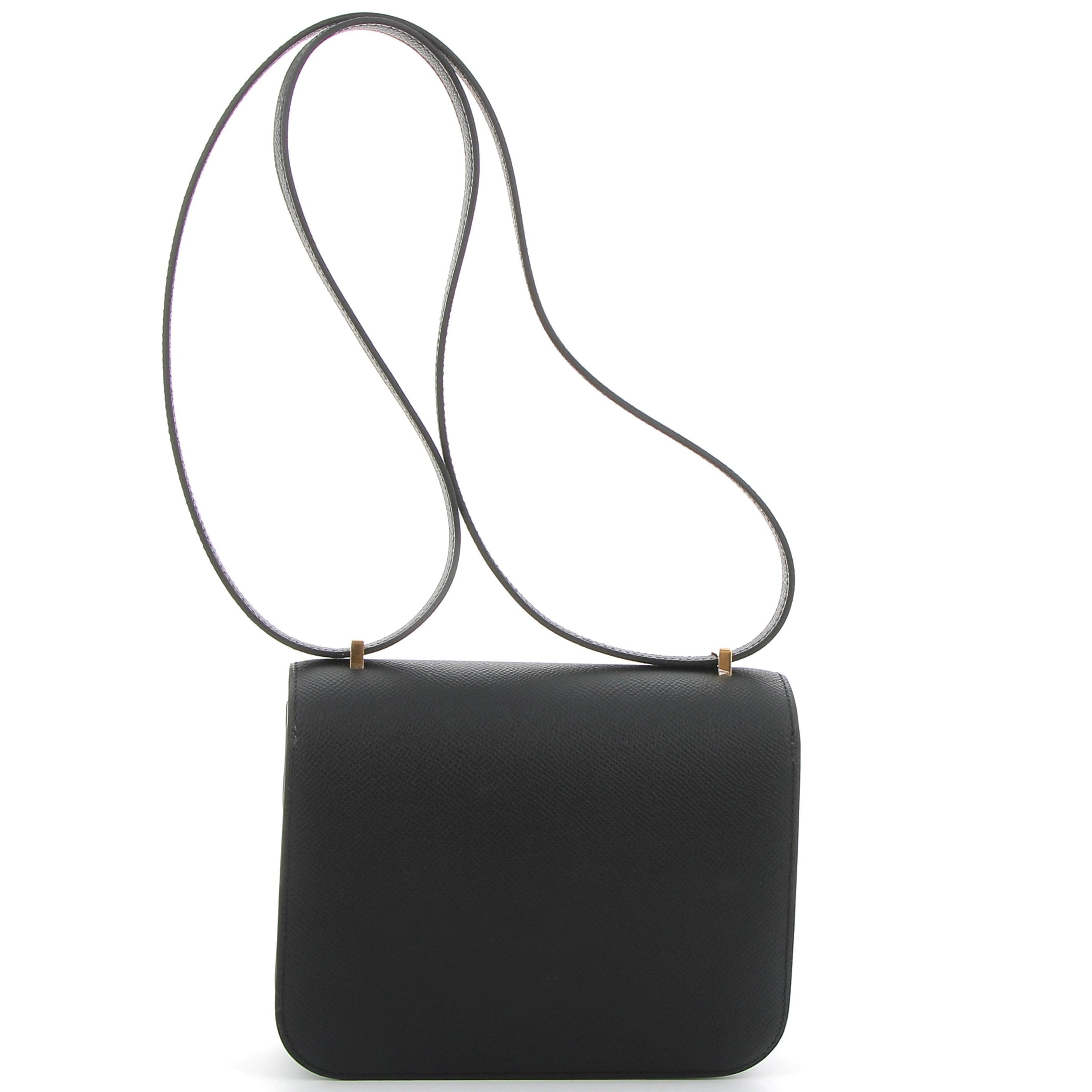 HERMES Constance 18 Noir Cuir Epsom Finition Or Brossé