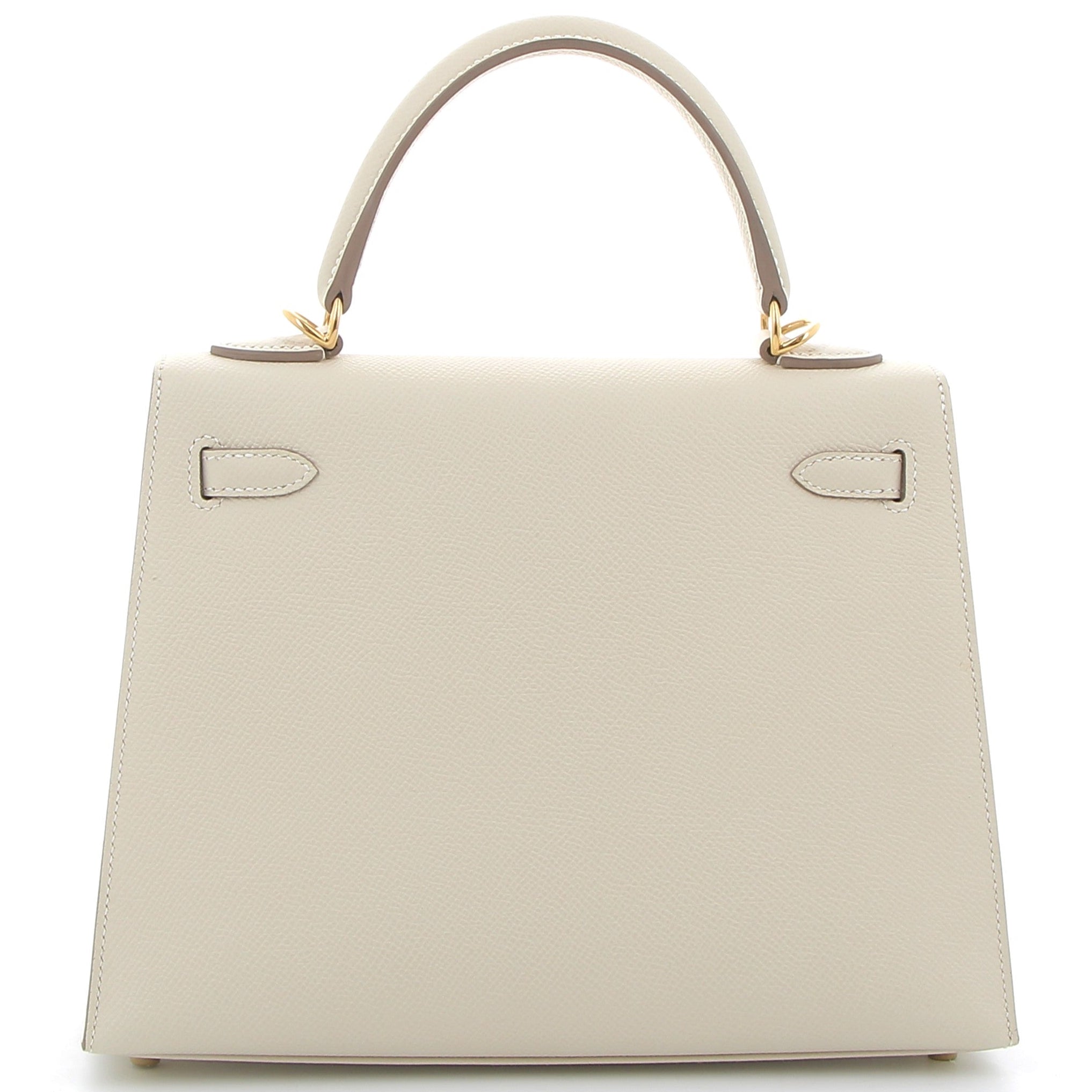 HERMES Kelly 25 Craie Cuir Epsom Finition Or Jaune