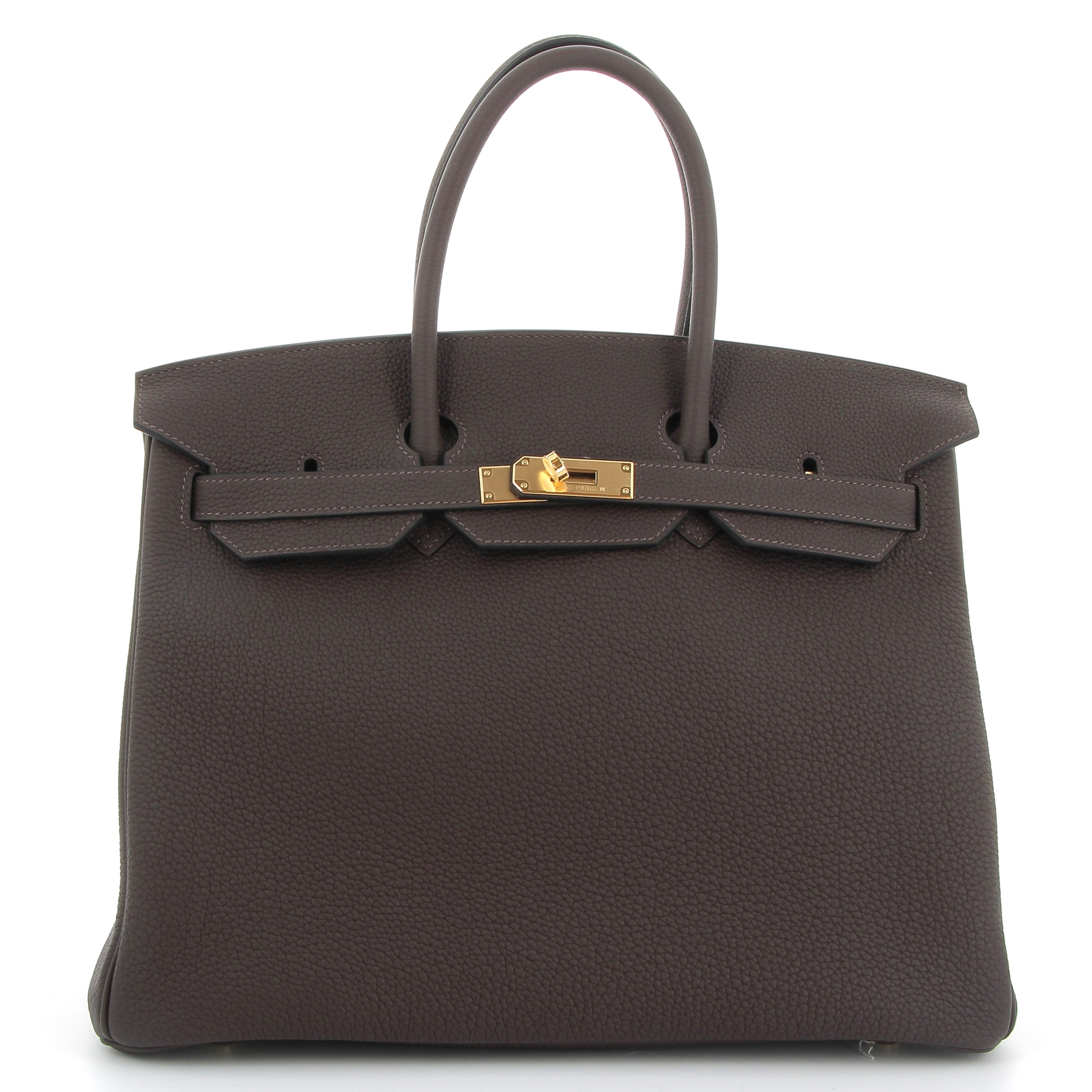 HERMES Birkin 35 Chocolat Cuir Togo Finition Or Jaune