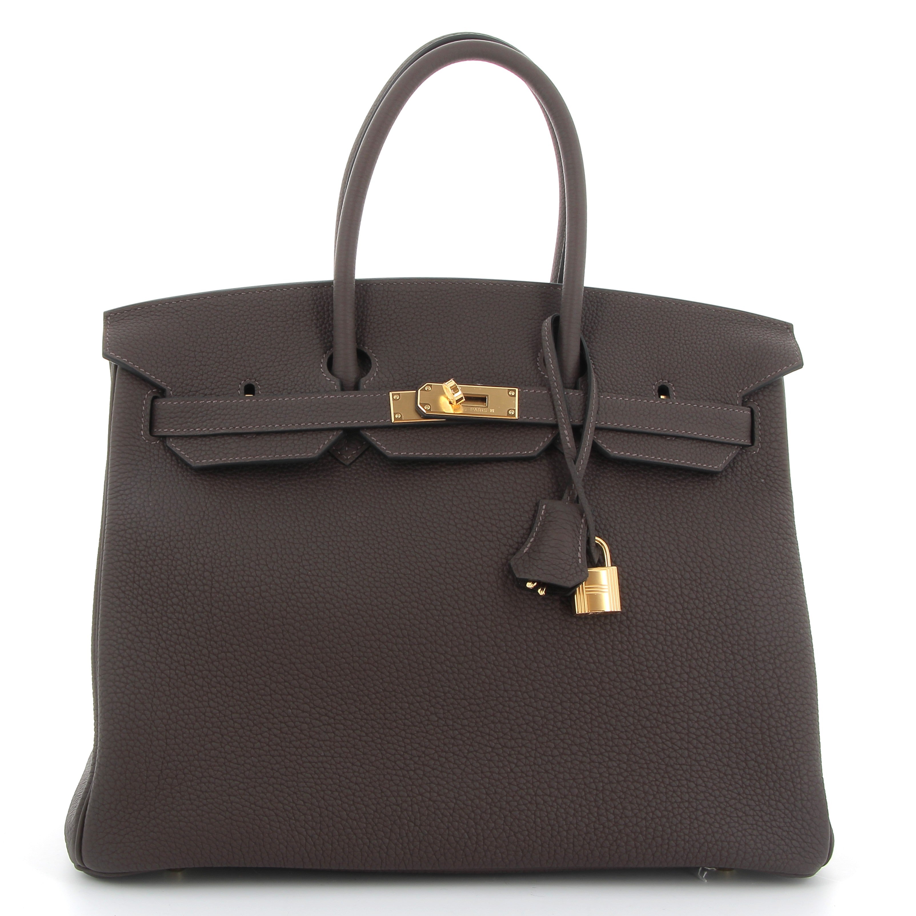 HERMES Birkin 35 Chocolat Cuir Togo Finition Or Jaune