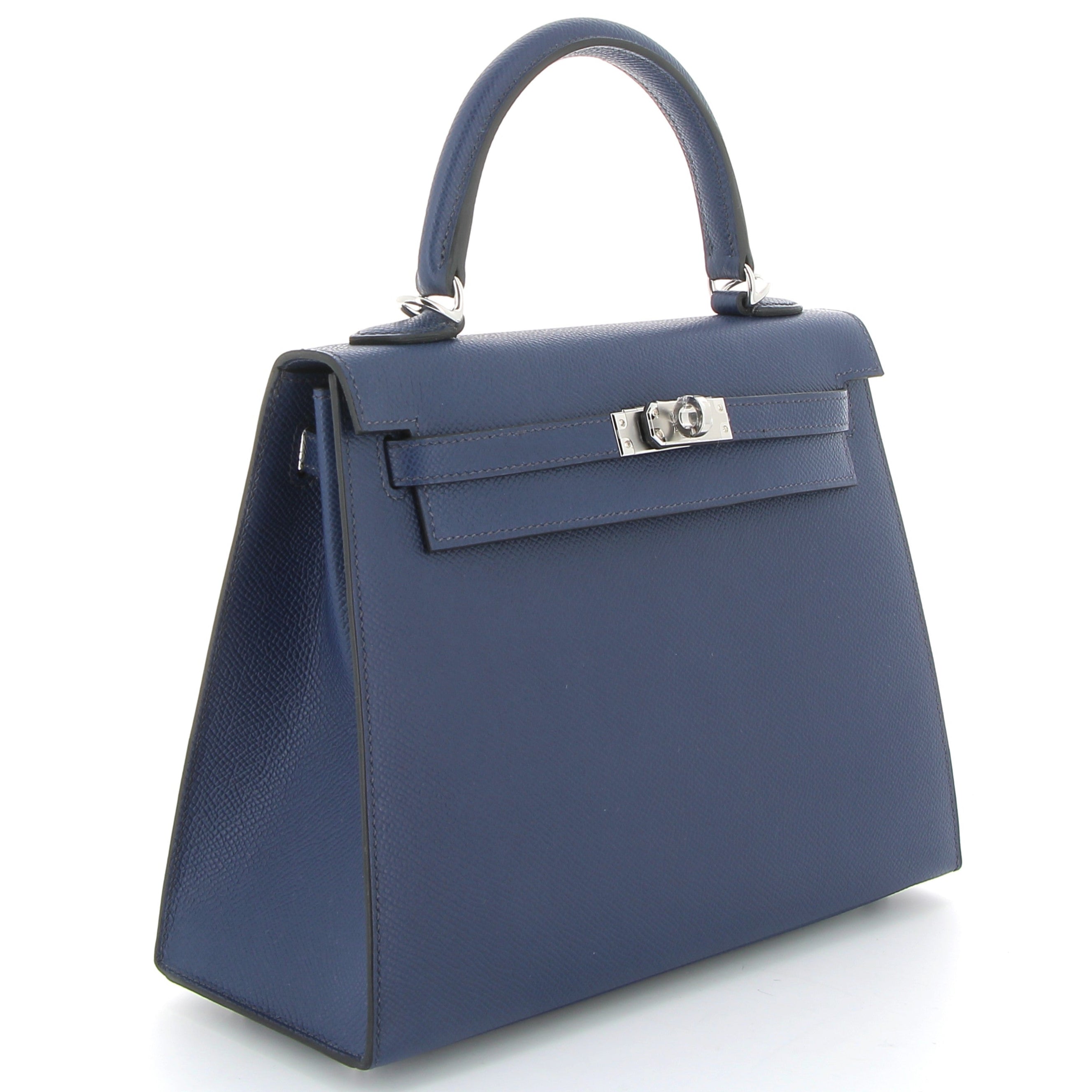 HERMÈS Kelly 25 Bleu Saphire Cuir Epsom Finition Palladié