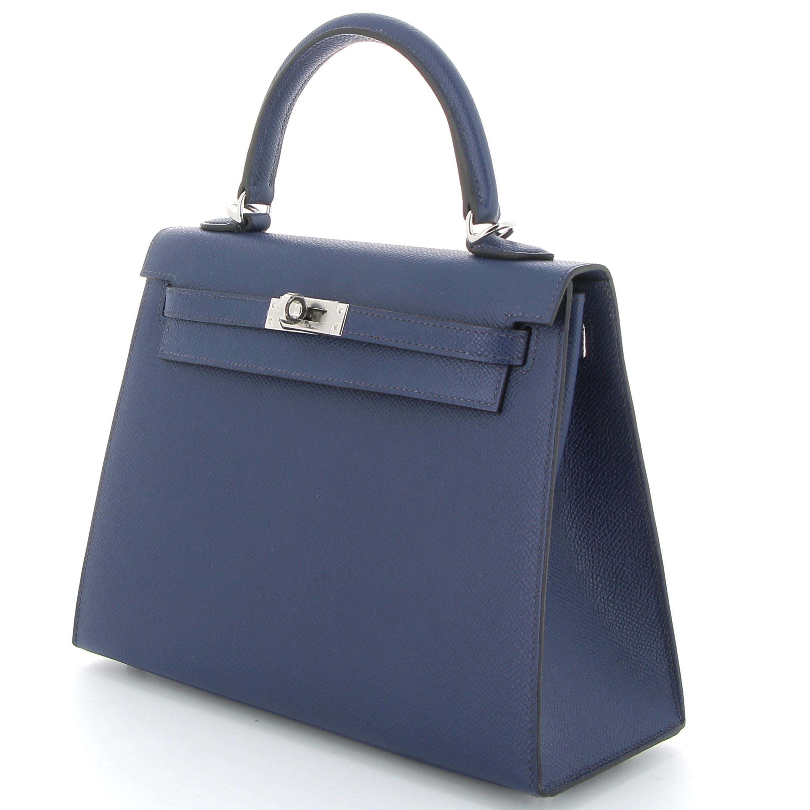 HERMÈS Kelly 25 Bleu Saphire Cuir Epsom Finition Palladié