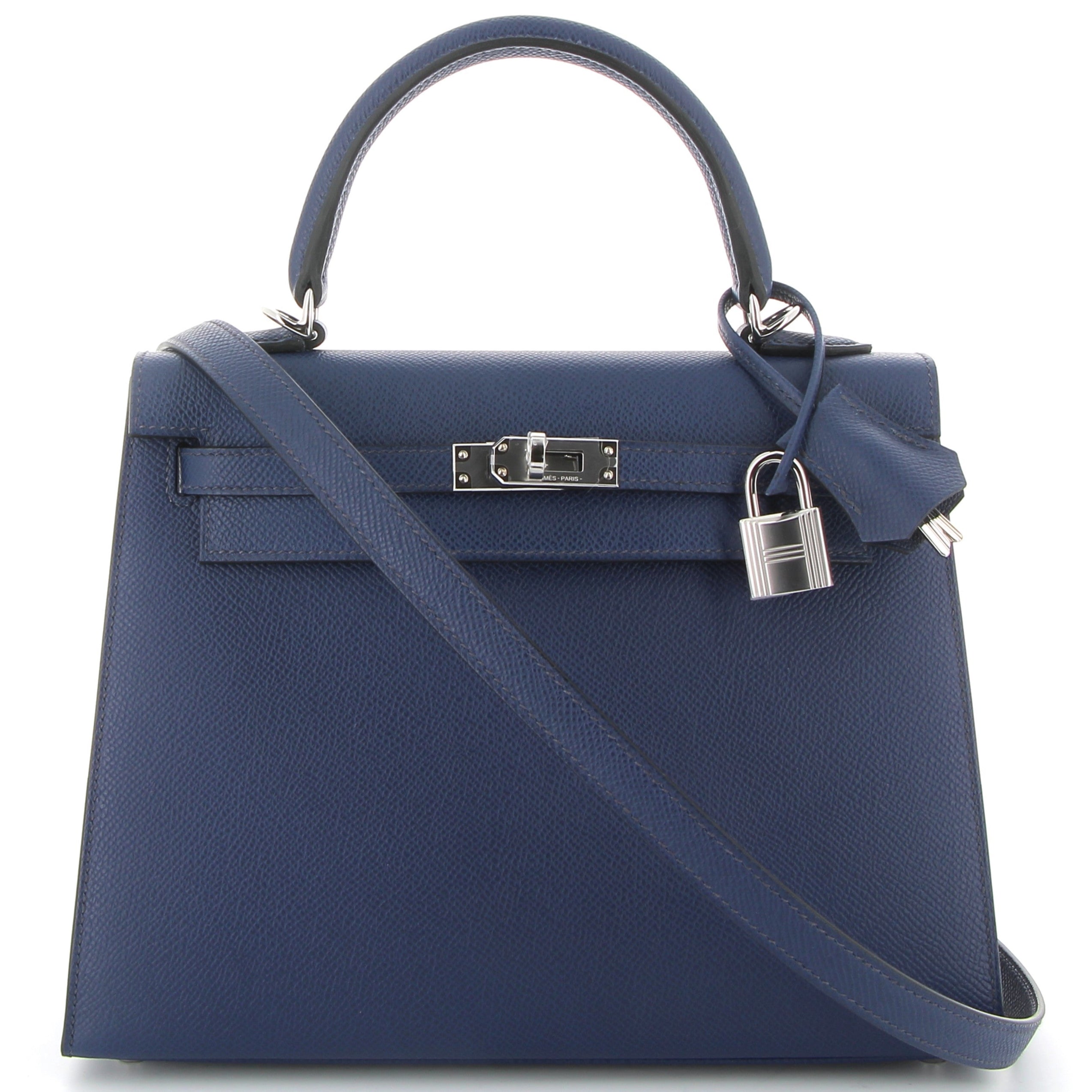 HERMÈS Kelly 25 Bleu Saphire Cuir Epsom Finition Palladié