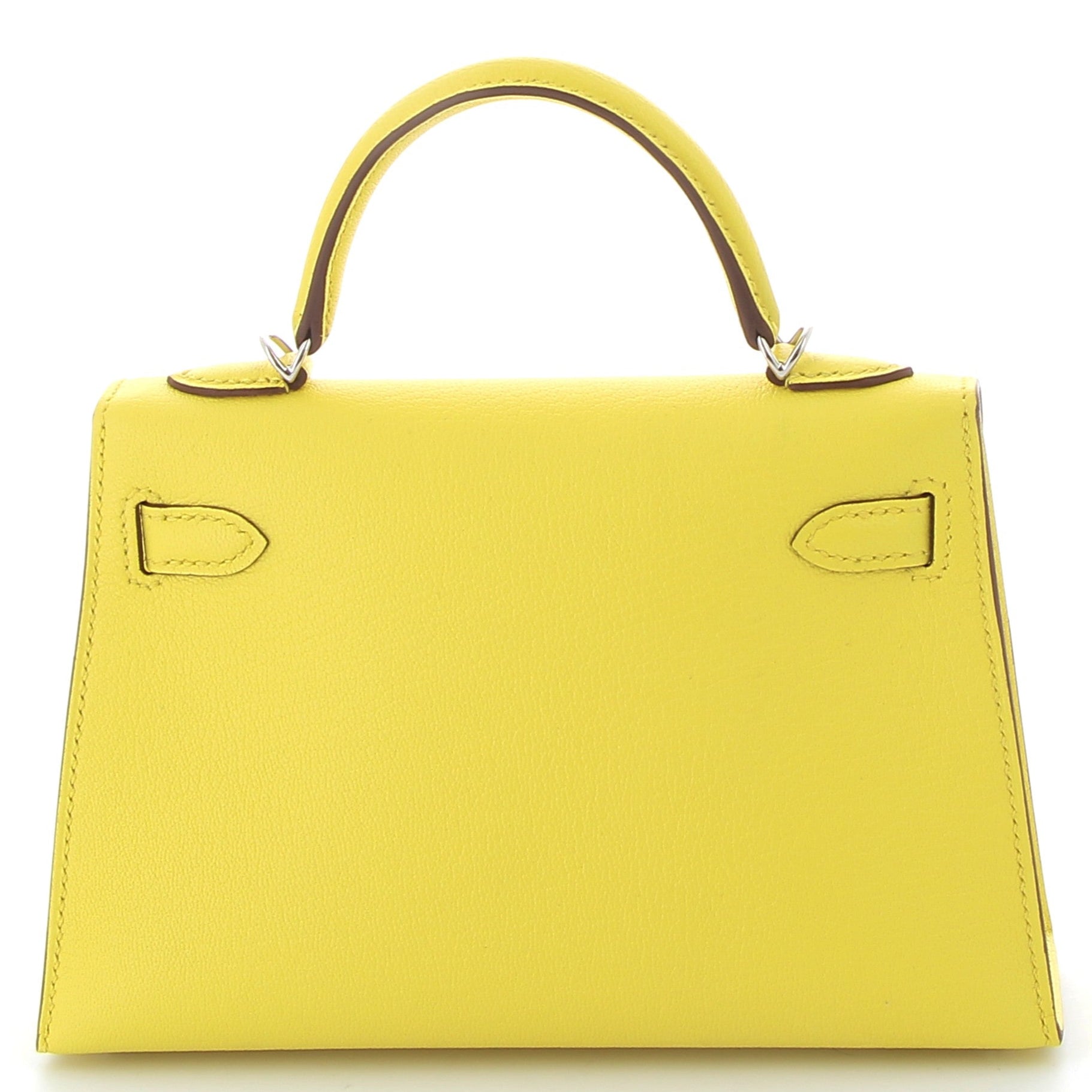 HERMES Kelly 20 Jaune Citron/Mushroom Cuir Chèvre Finition Palladié