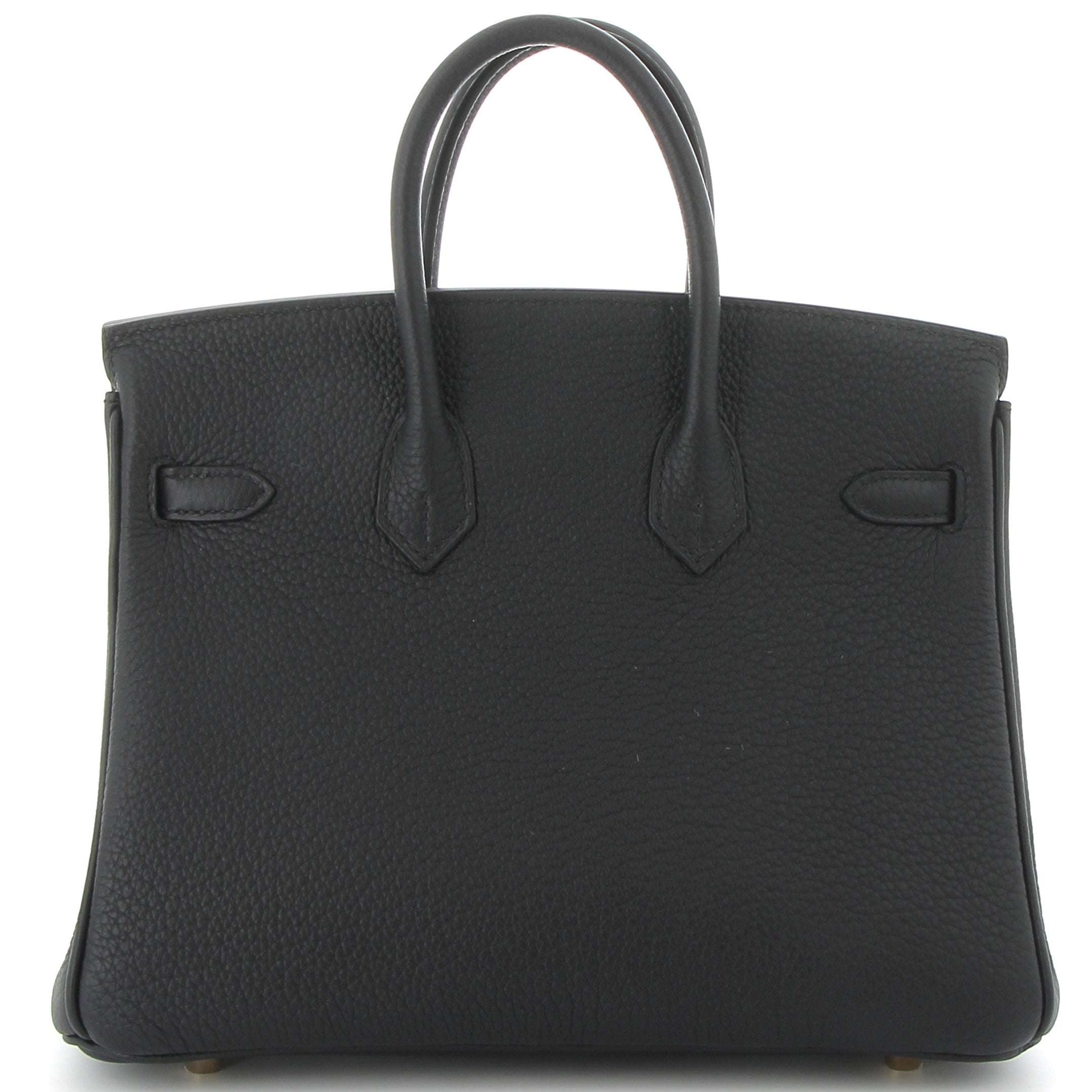 HERMES Birkin 25 Noir Cuir Togo Finition Or Jaune