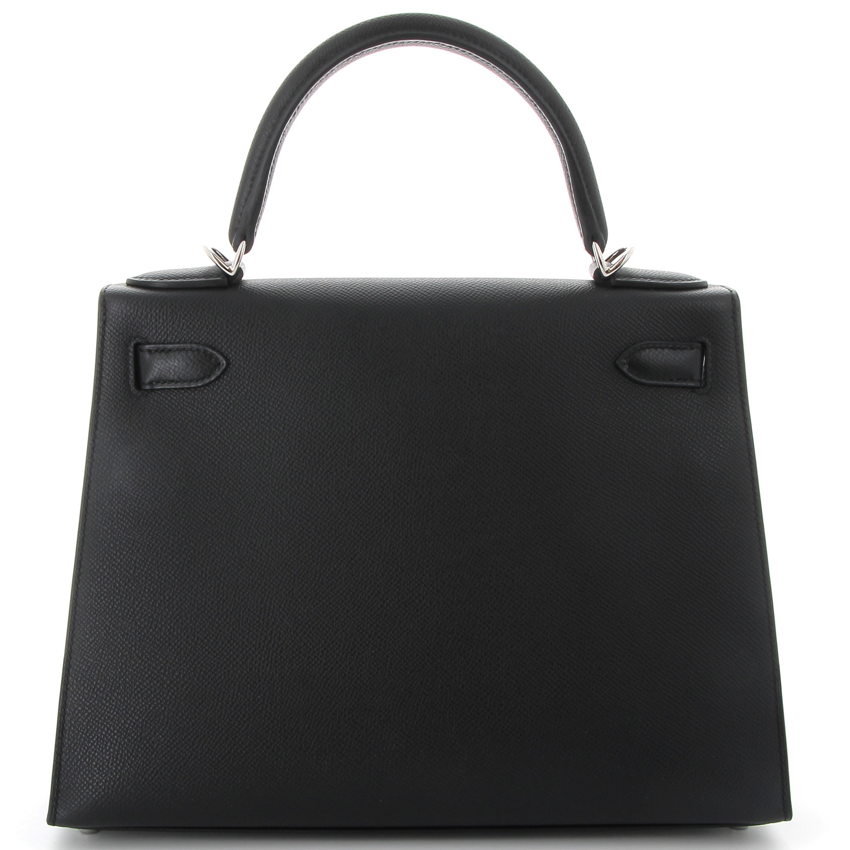 HERMES Kelly 28 Noir Cuir Epsom Finition Palladié