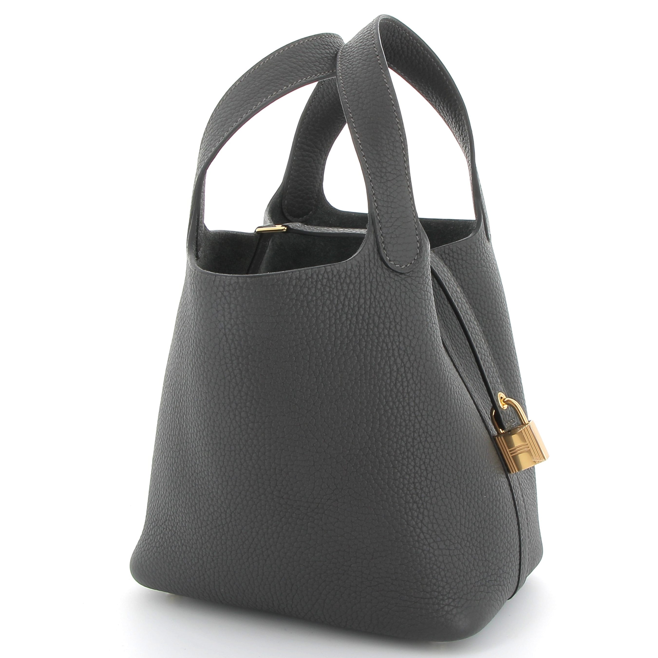 HERMES Picotin 18 Dark Bronze Cuir Taurillon Clemence Finition Or Jaune