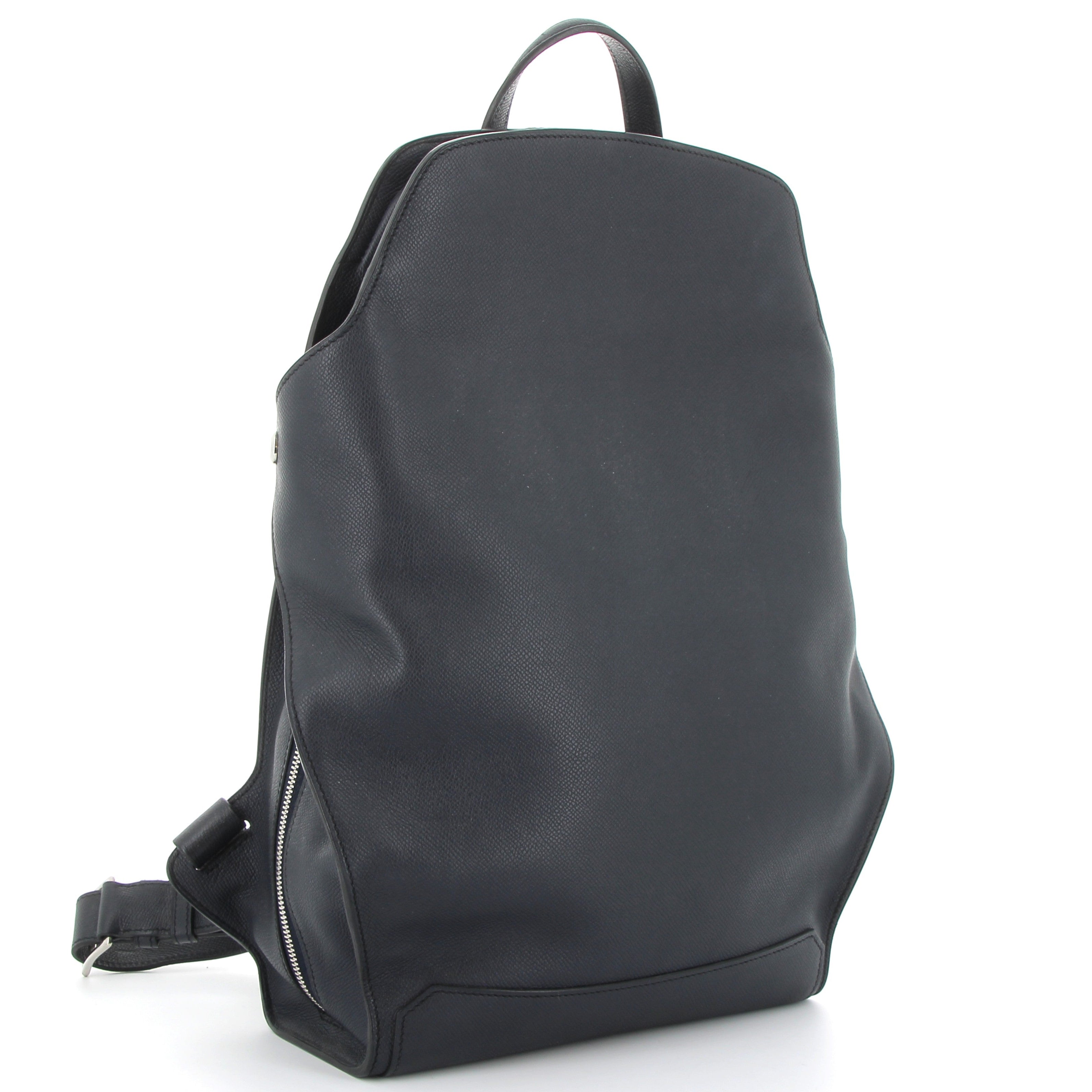 HERMES City Back Bleu Marine Cuir Epsom Finition Palladié