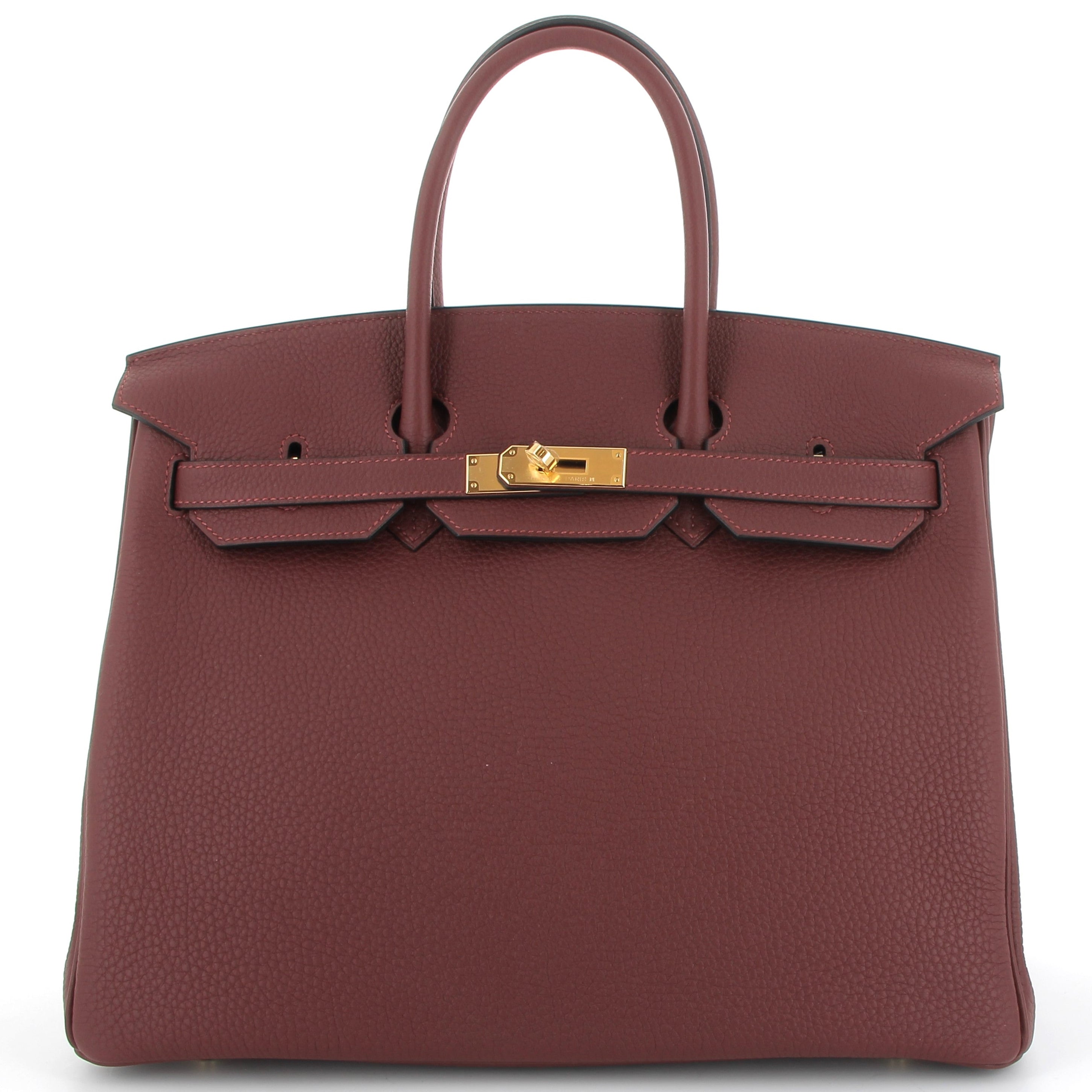HERMES Birkin 35 Rouge H Cuir Togo Finition Or Jaune