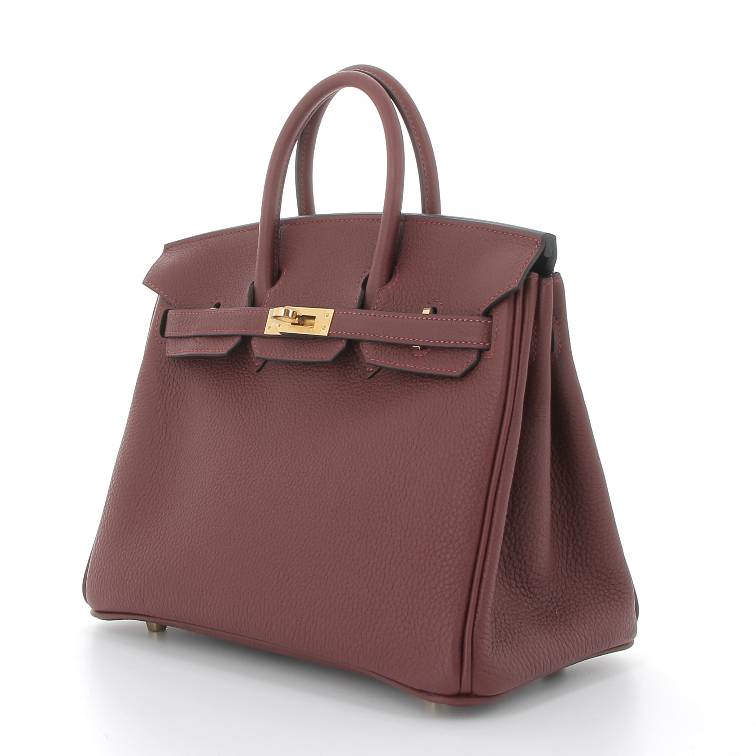 HERMES Birkin 25 Rouge H Cuir Togo Finition Or Jaune