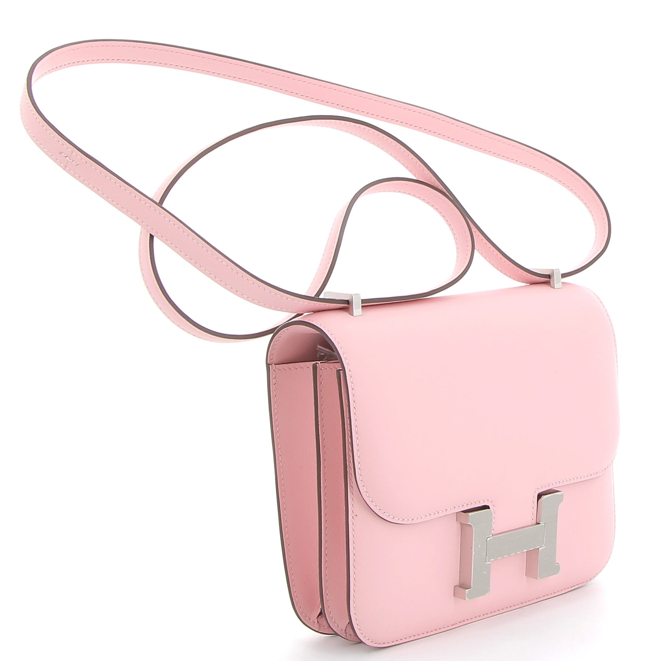 HERMES Constance 18 Rose Sakura Cuir Swift Finition Palladié