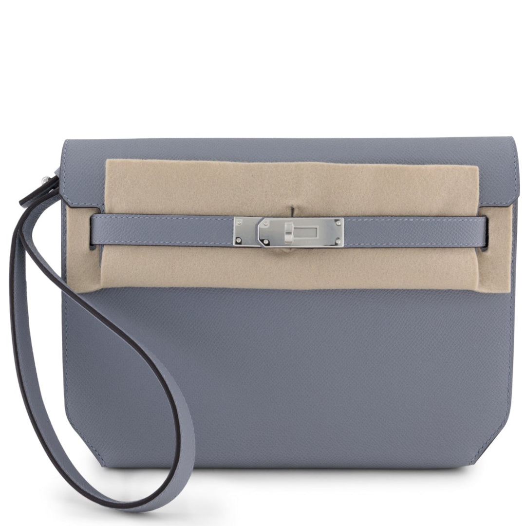 HERMES Kelly Depeche Gris Pantin Cuir Epsom Finition Palladié