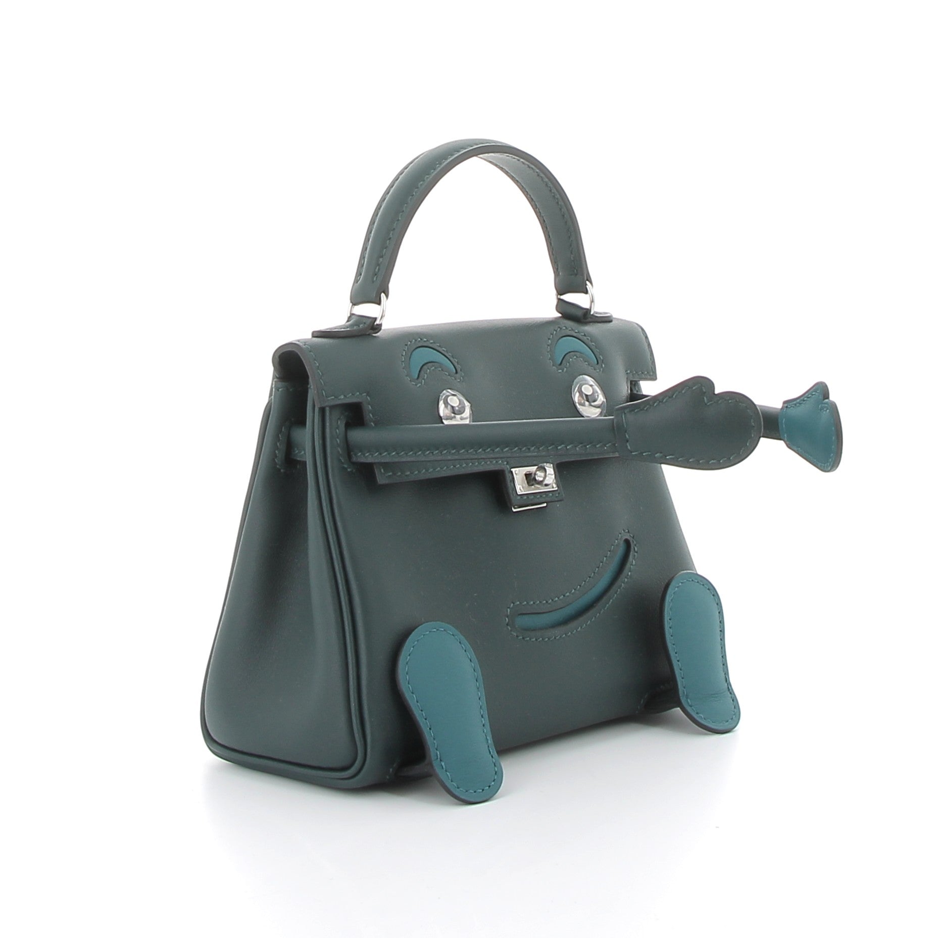 HERMES Kelly Doll Vert Mangrove/Vert Cypress Cuir Swift Finition Palladié
