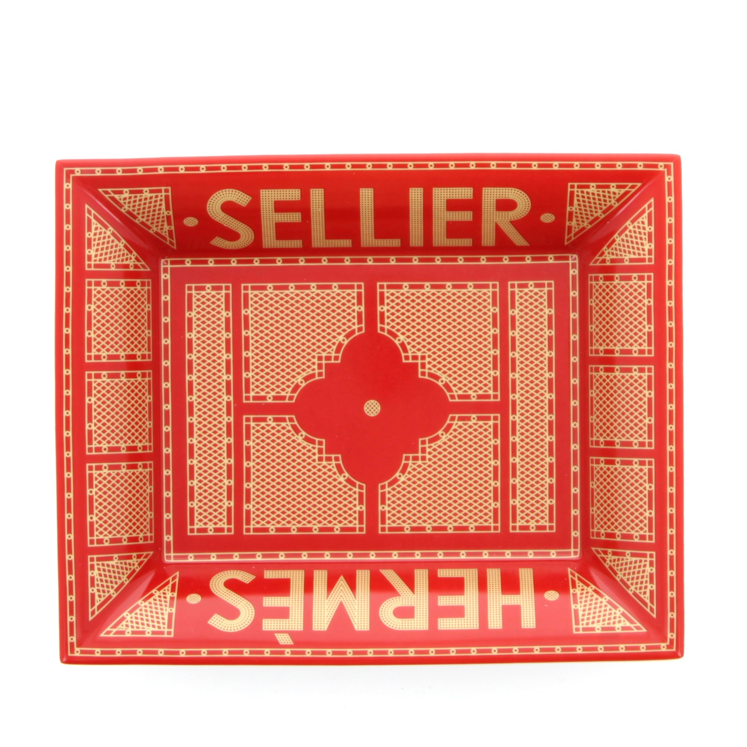 HERMES Vide Poches Sellier Rouge Or