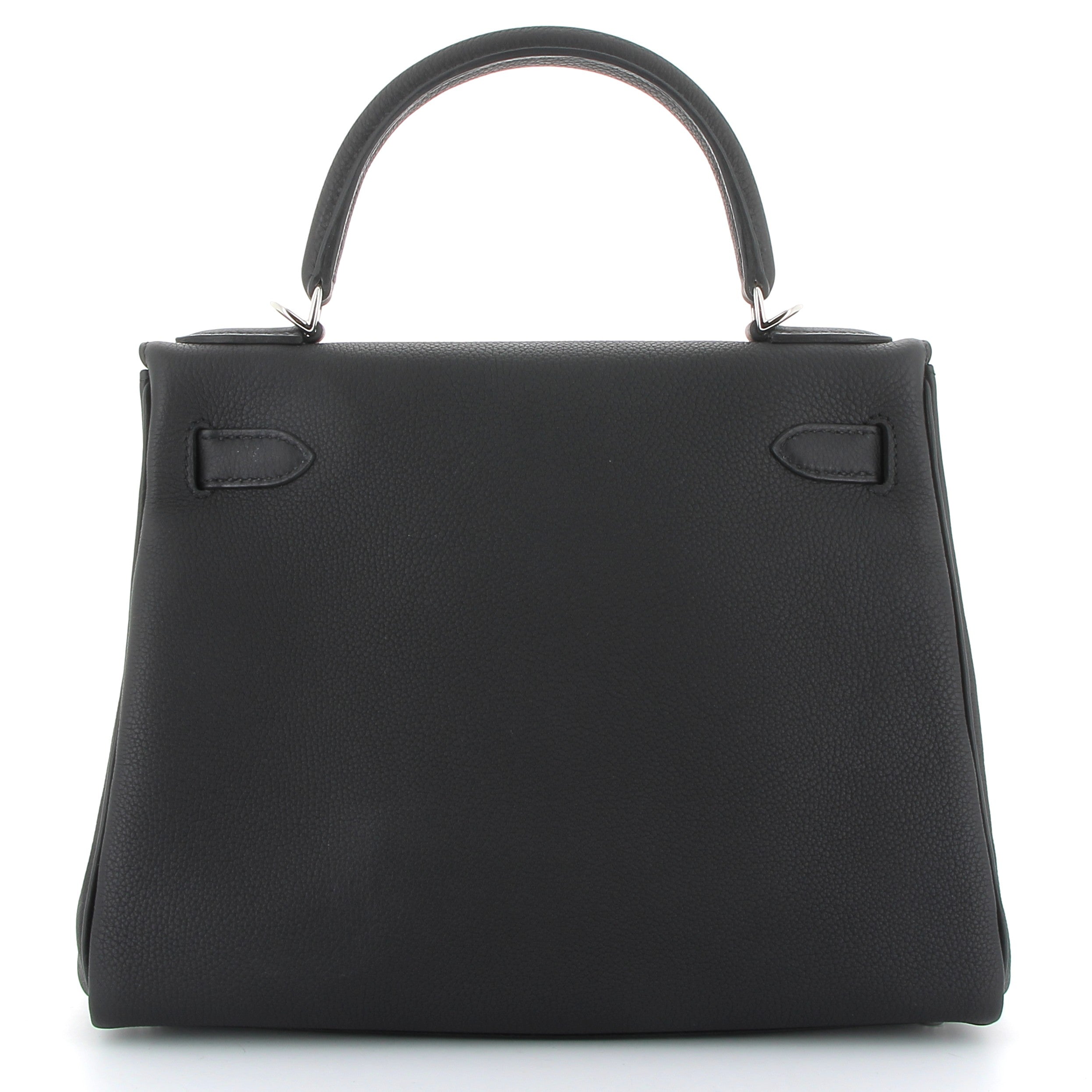 HERMES Kelly 28 Noir Cuir Togo Finition Palladié