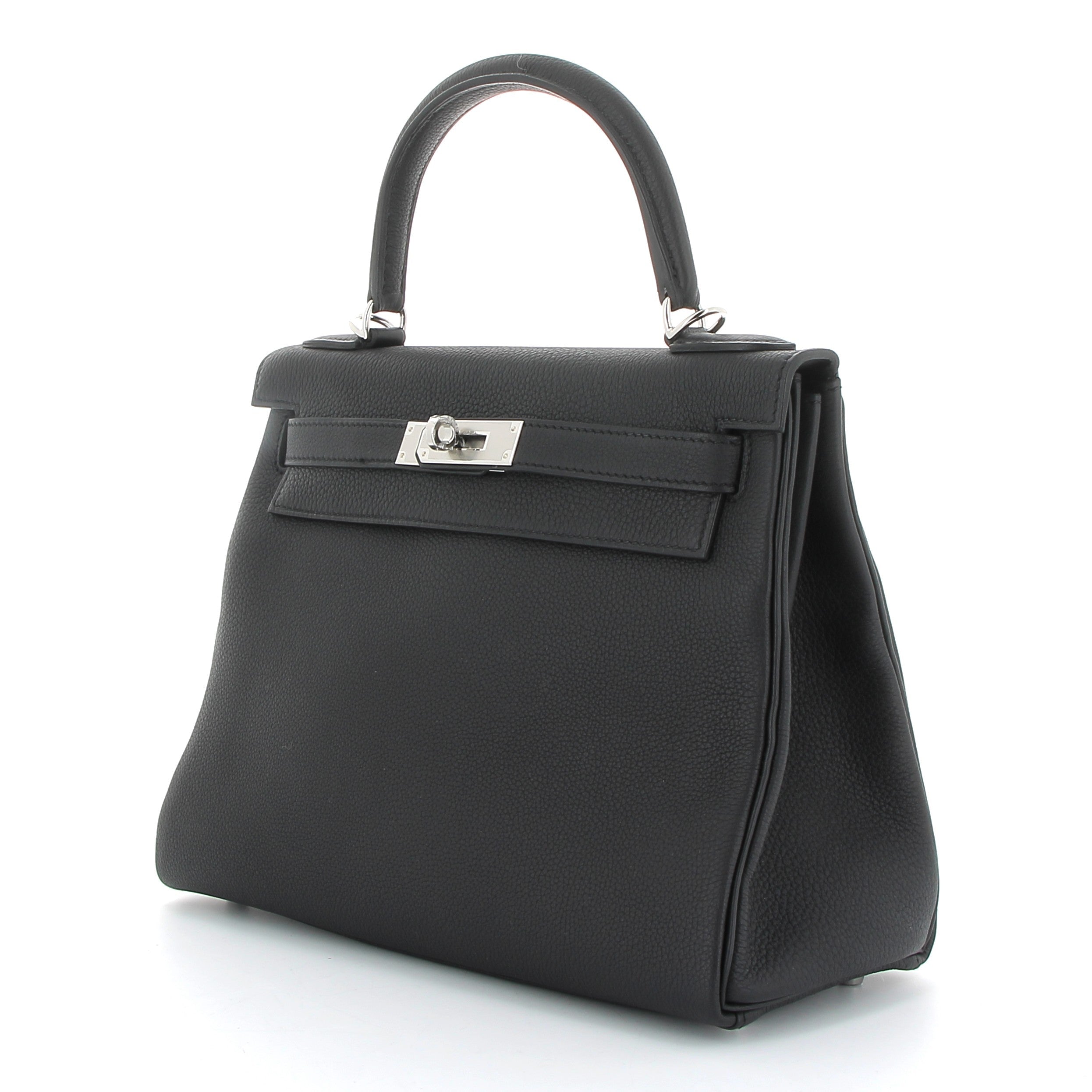 HERMES Kelly 28 Noir Cuir Togo Finition Palladié
