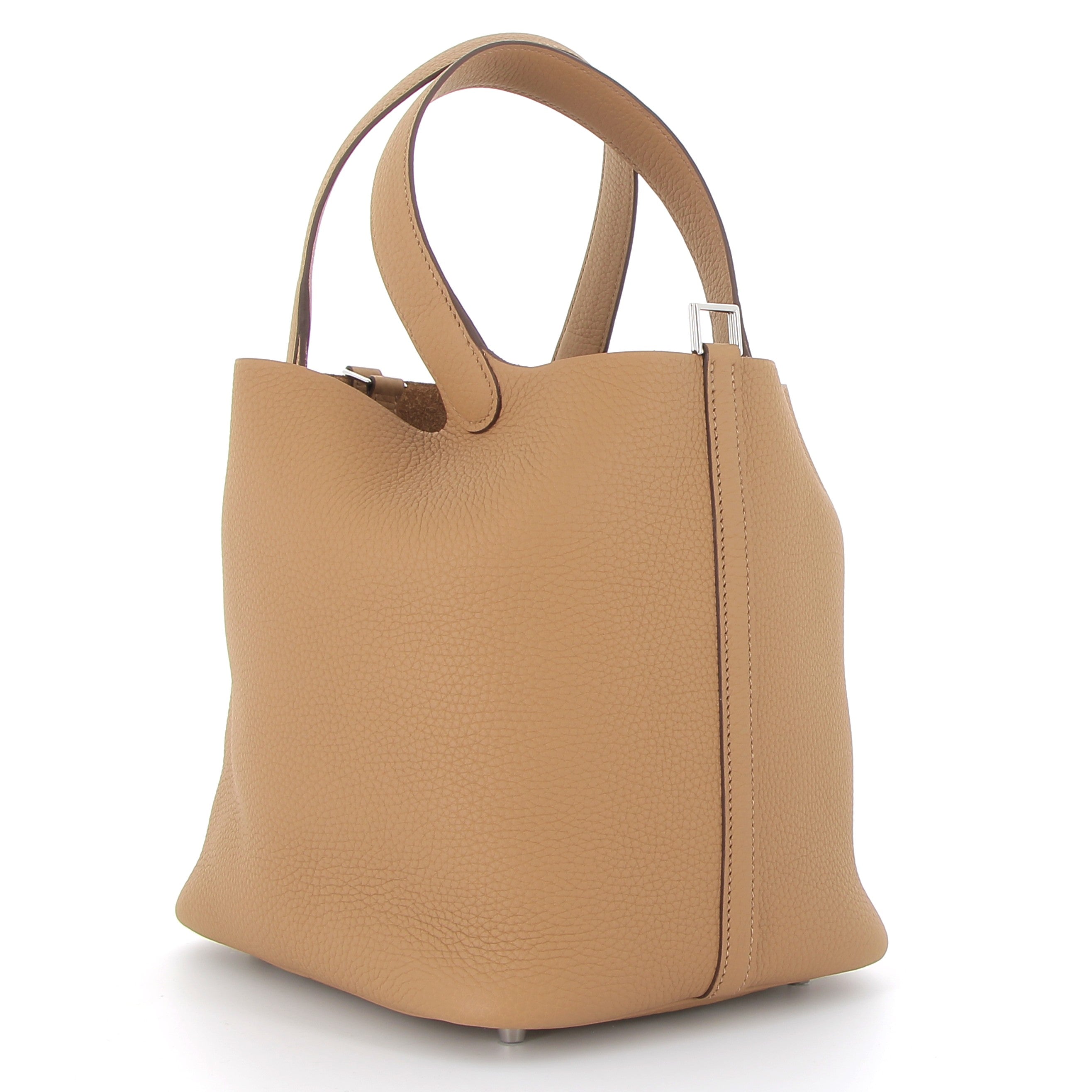 HERMES Picotin 22 Biscuit Cuir Taurillon Clemence Finition Palladié