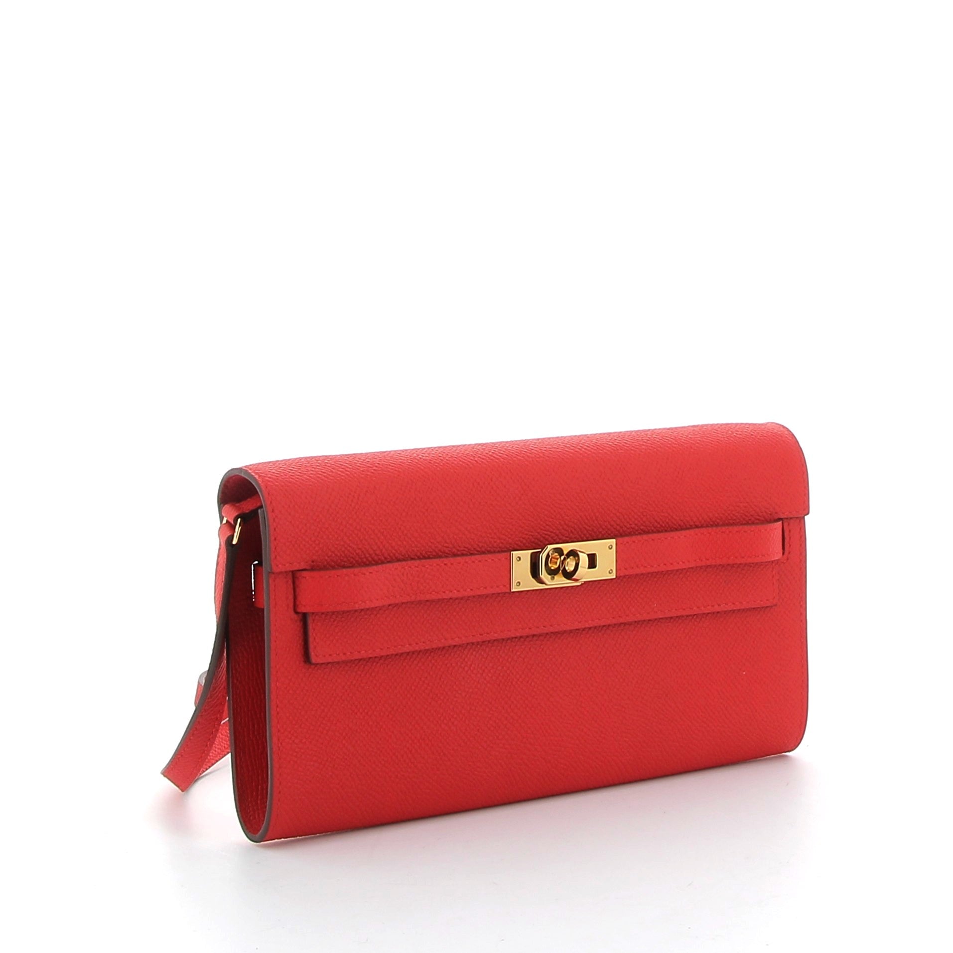HERMES Kelly To Go Rouge Casaque Epsom Finition Or Jaune