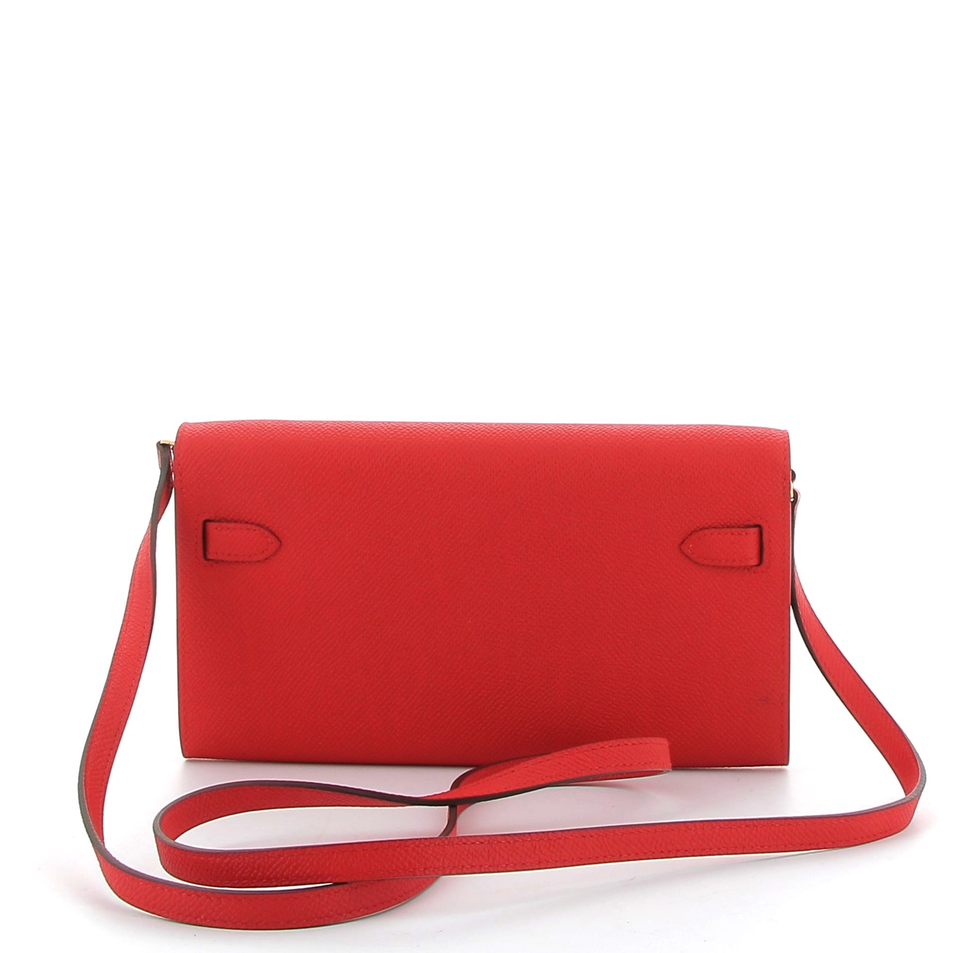 HERMES Kelly To Go Rouge Casaque Epsom Finition Or Jaune