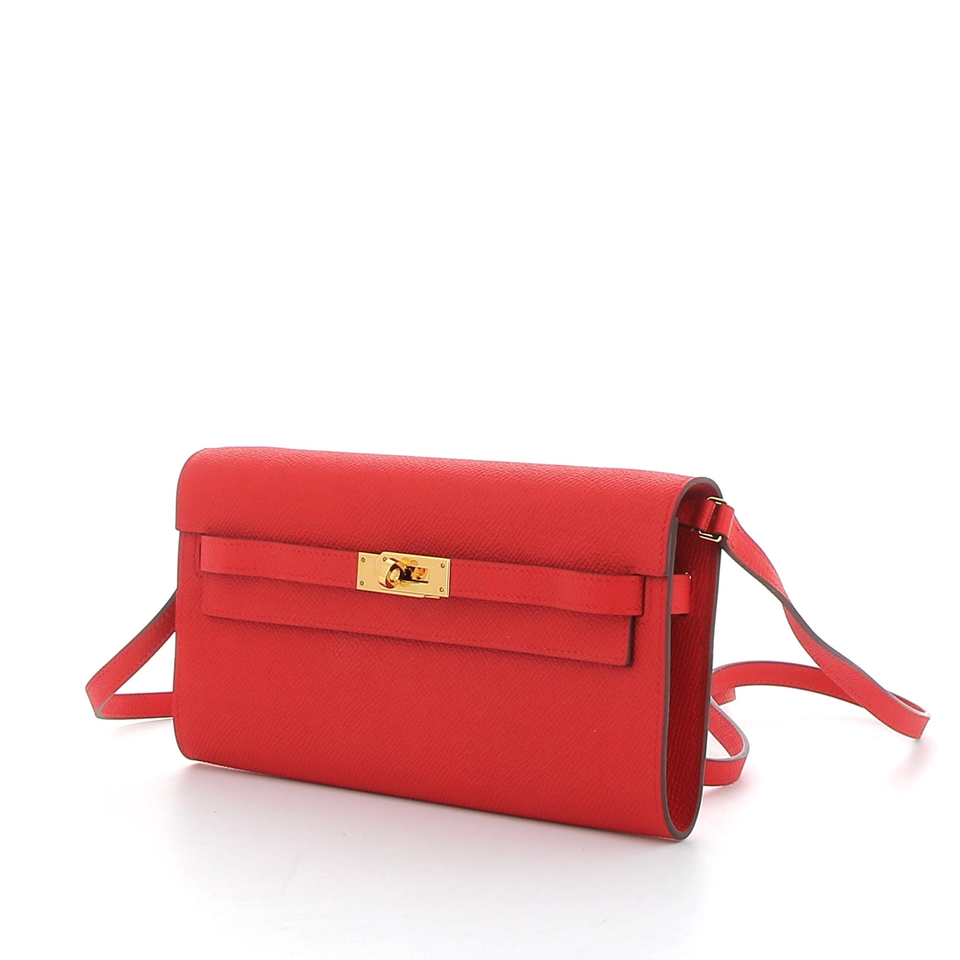 HERMES Kelly To Go Rouge Casaque Epsom Finition Or Jaune