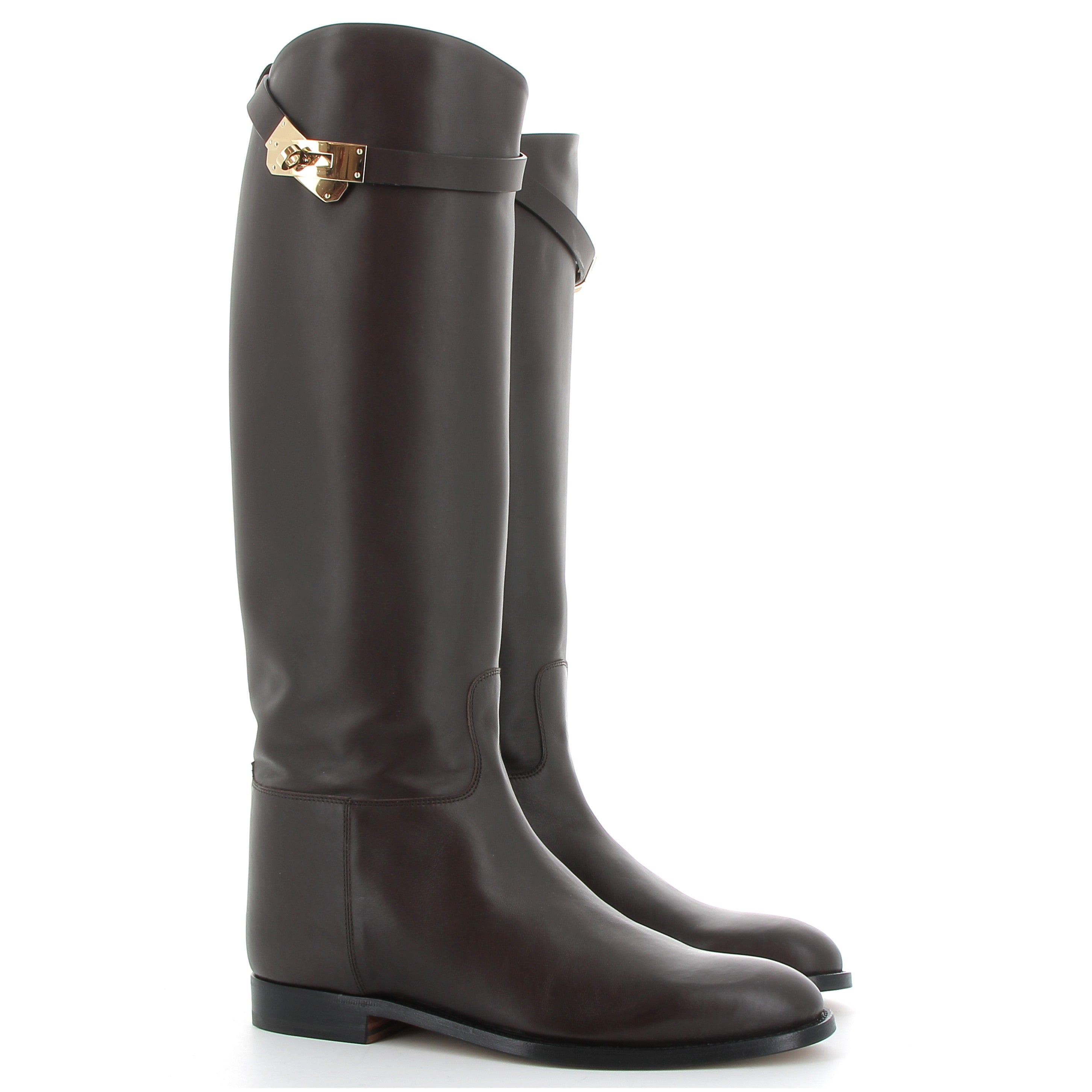 HERMES Bottes Jumping Ebene Cuir de Veau