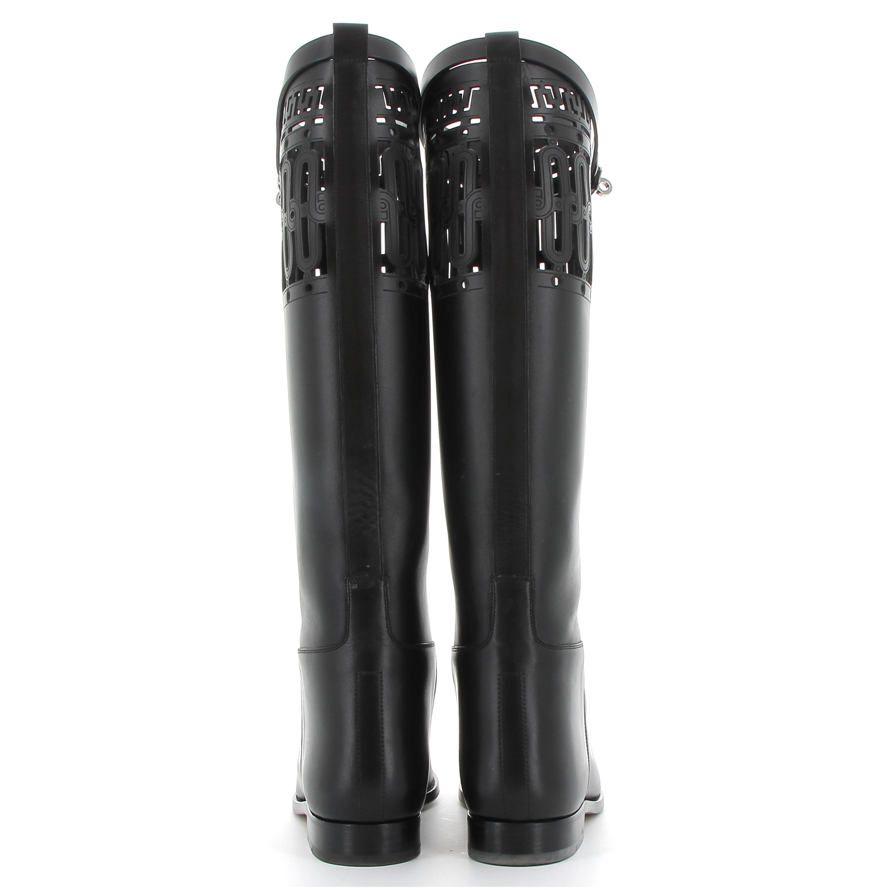 HERMES Bottes Jumping Noir Cuir de Veau