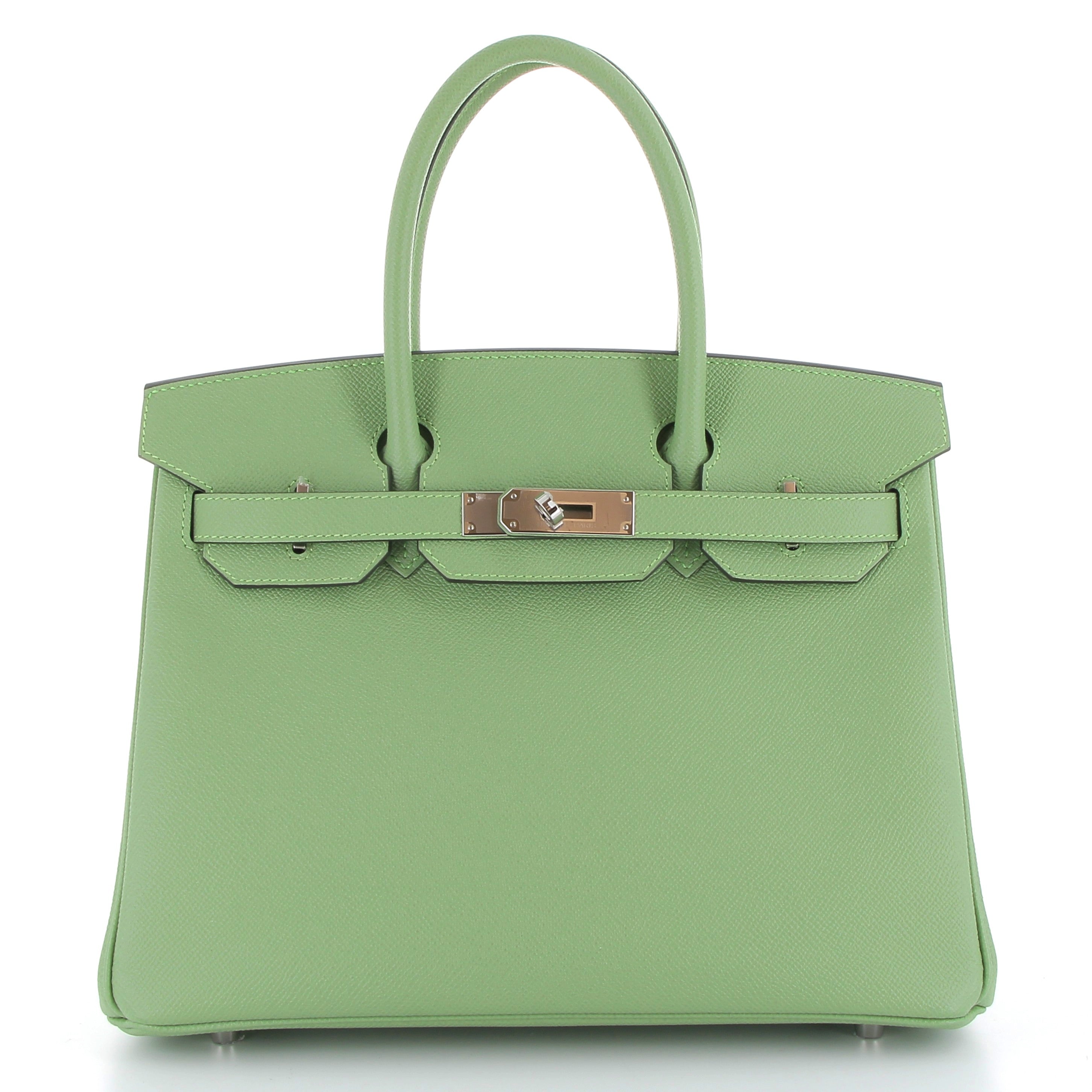 HERMES Birkin 30 Vert Criquet Cuir Epsom Finition Palladié