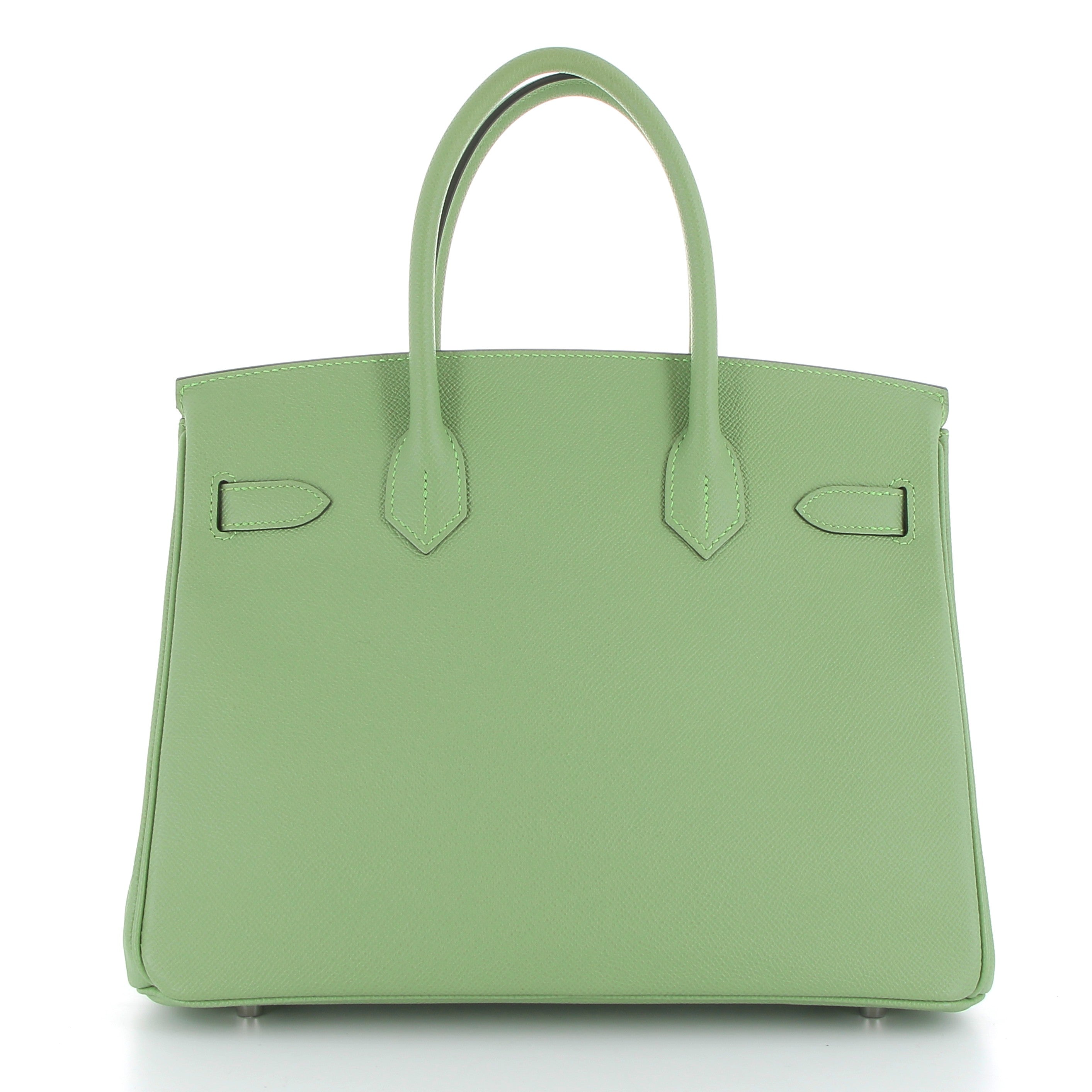 HERMES Birkin 30 Vert Criquet Cuir Epsom Finition Palladié