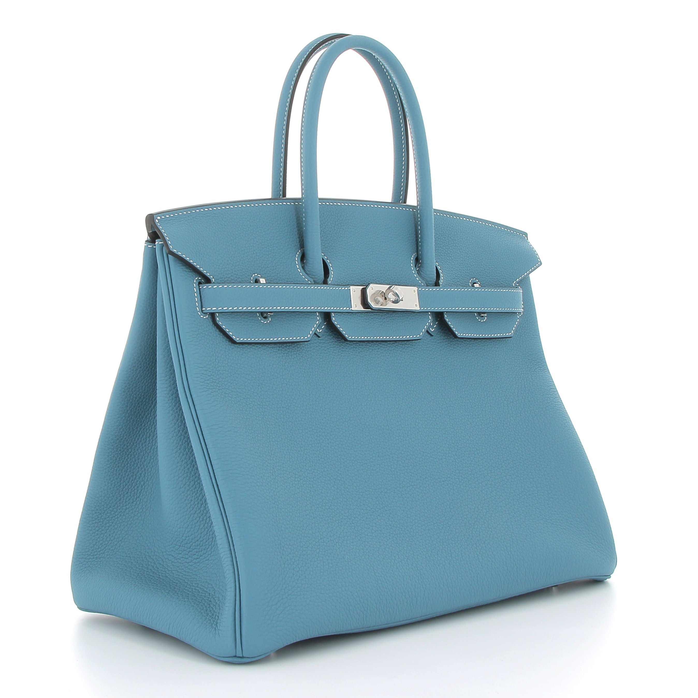 HERMES Birkin 35 Bleu Jean Cuir Togo Finition Palladié
