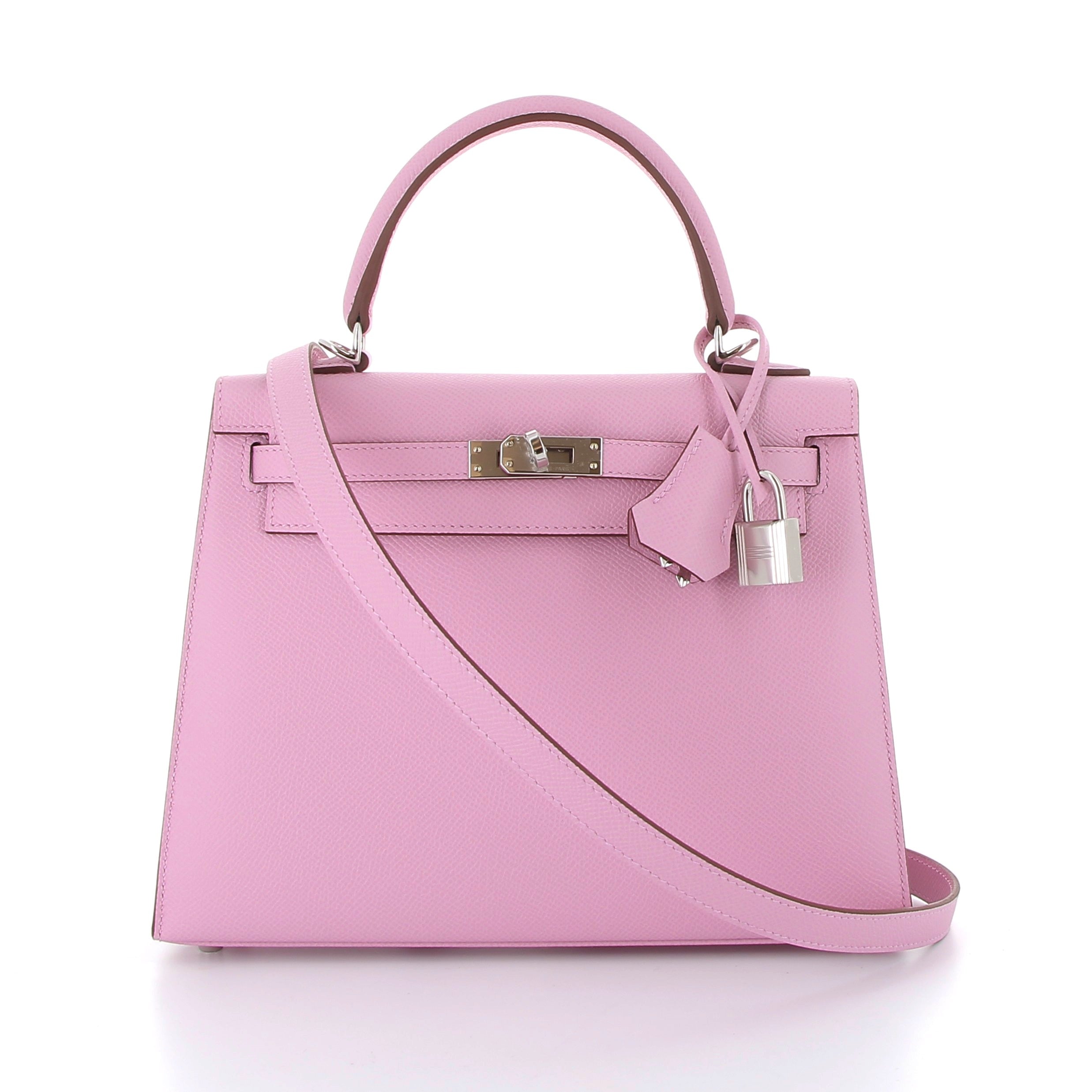 HERMES Kelly 25 Mauve Sylvestre Cuir Epsom Finition Palladié