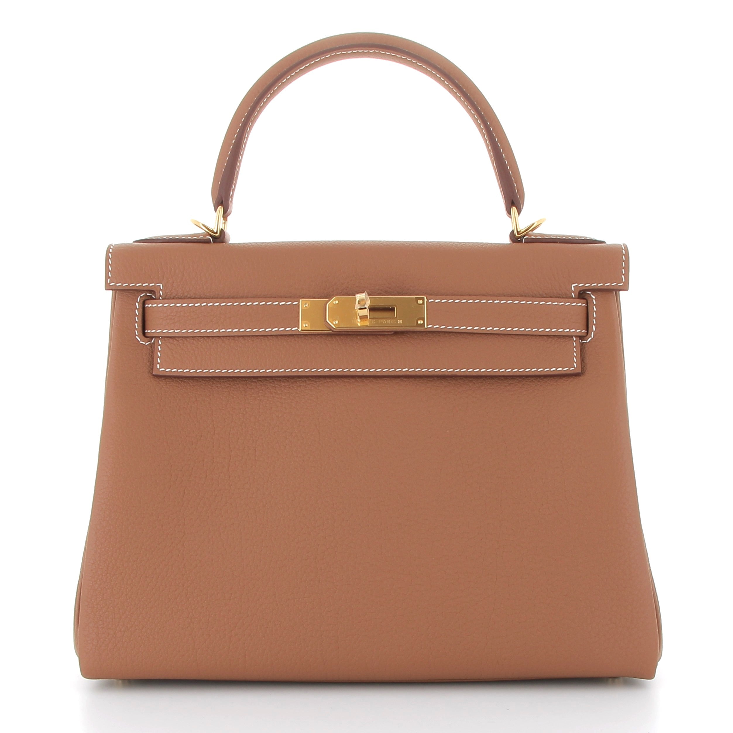 HERMES Kelly 28 Gold Cuir Togo Finition Or Jaune