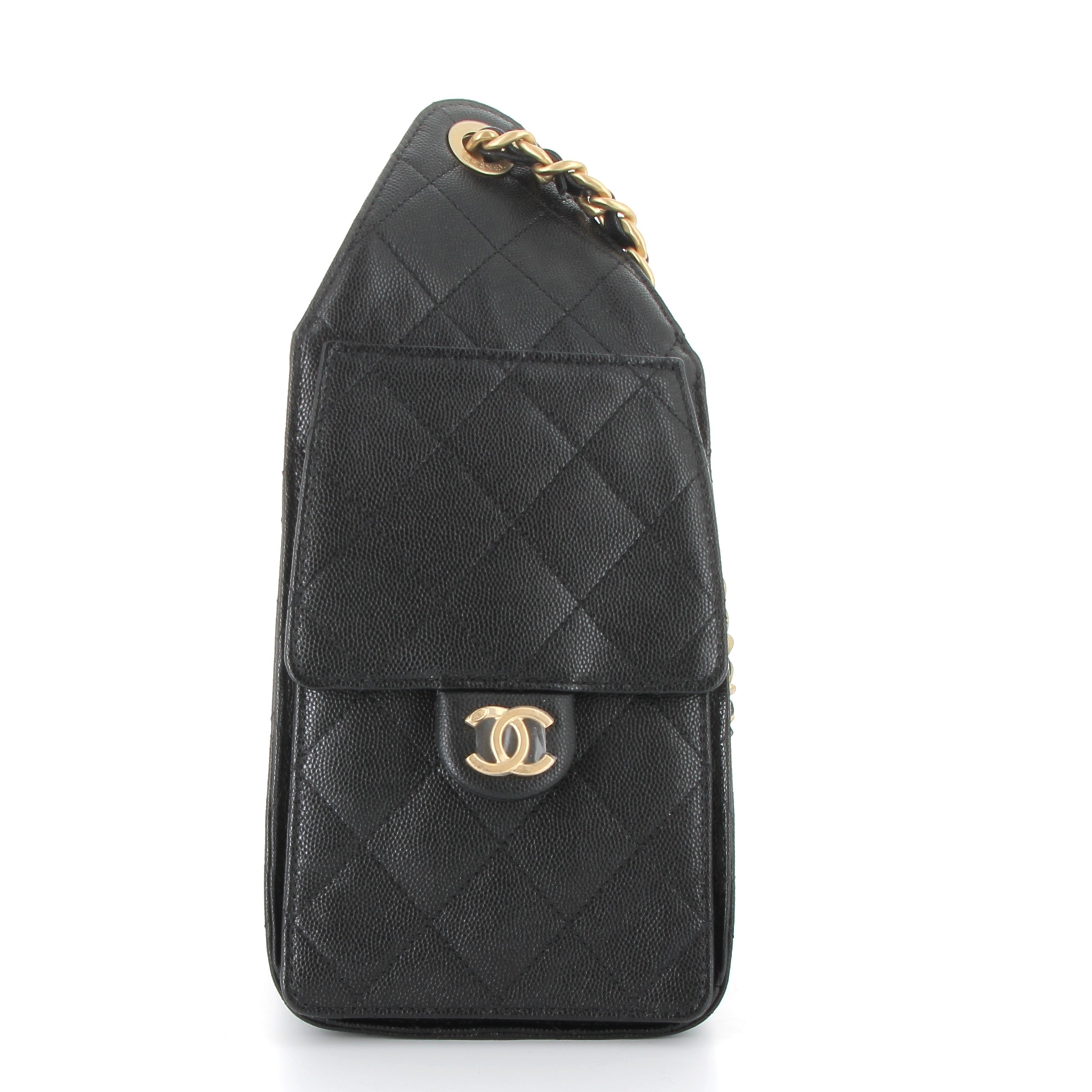 CHANEL Chanel 25 Small en Cuir de Veau Grainé Noir Finition Doré