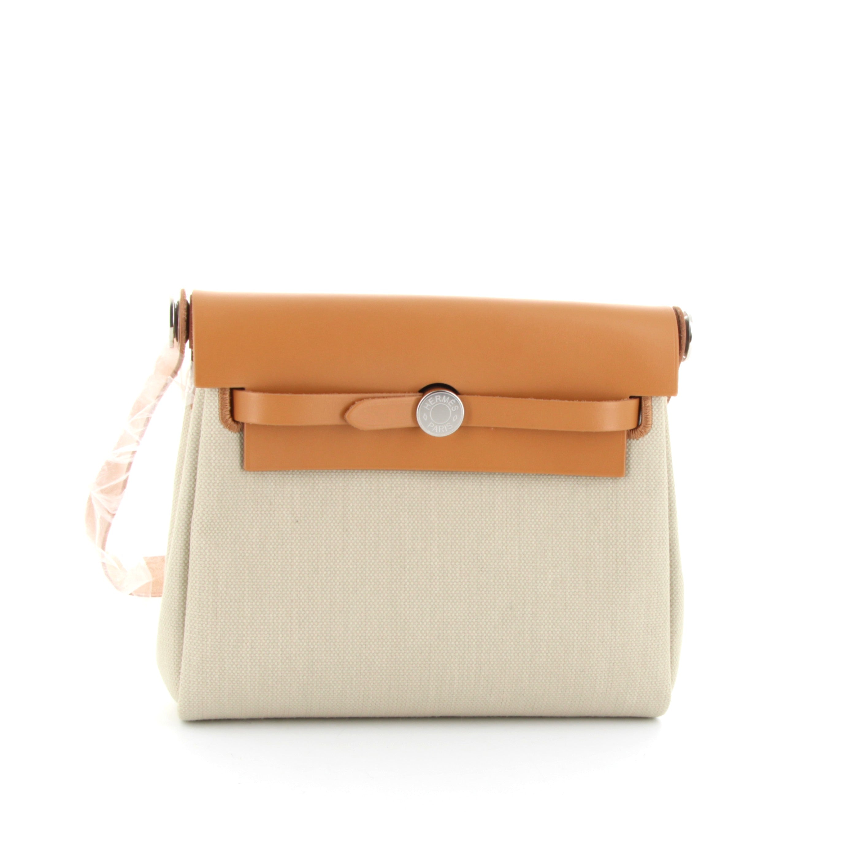 HERMES Mini Herbag Beton/Naturel Sable Toile Militaire/Hunter Finition Palladié