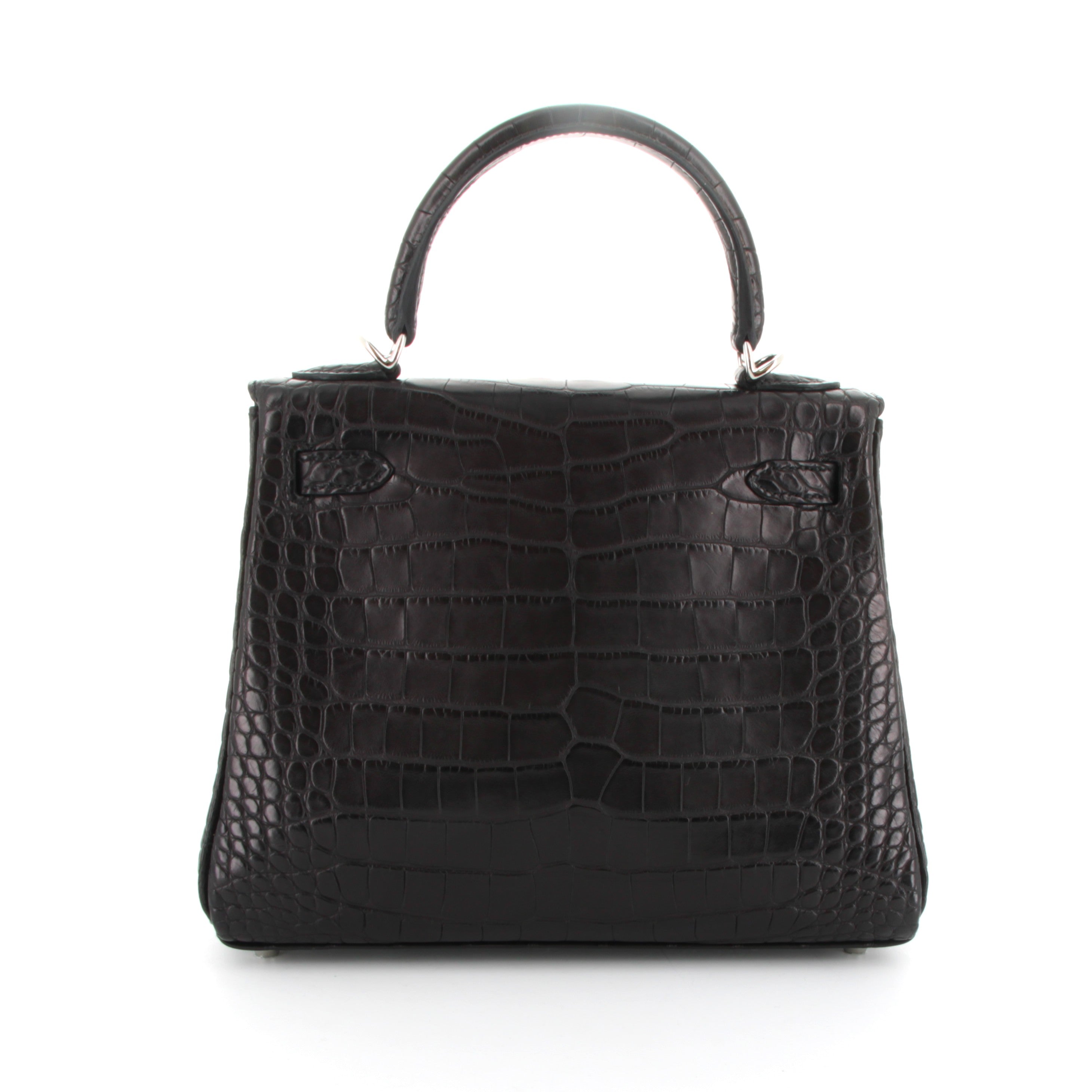 HERMES Kelly 25 Alligator Mississippiensis Mate Finition Palladié