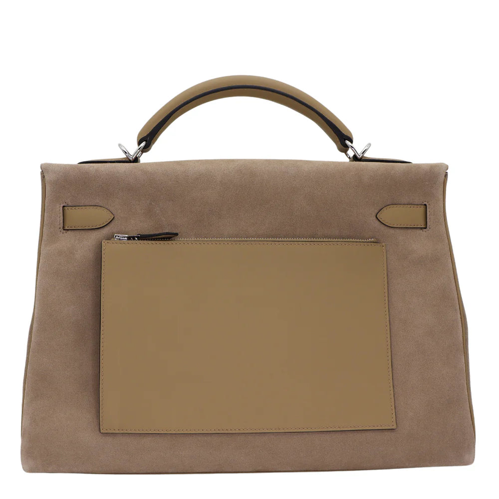 HERMES Kelly 42 Maxi Beige Marfa Grizzly Finition Palladié