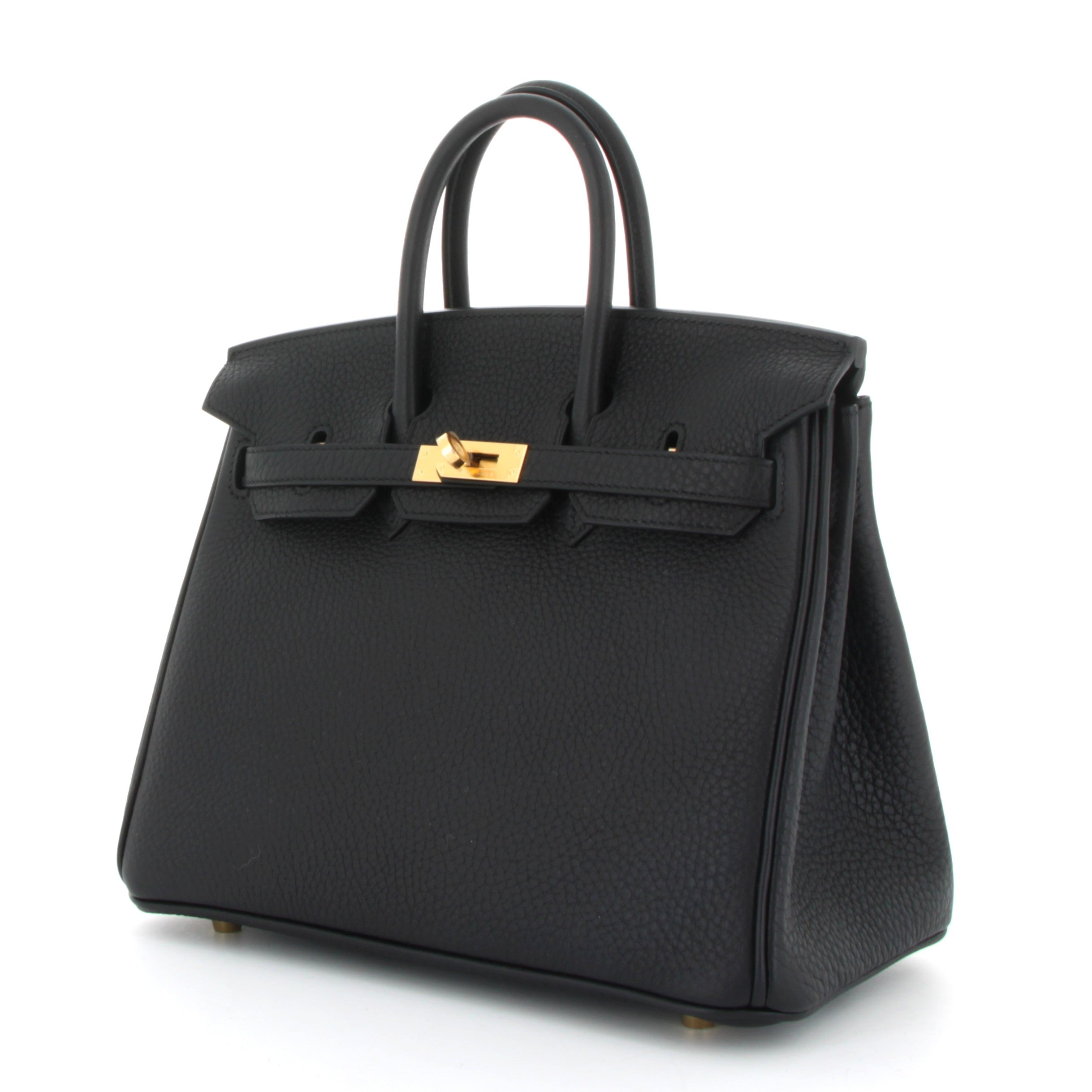 HERMES Birkin 25 Noir Togo Finition Or Jaune