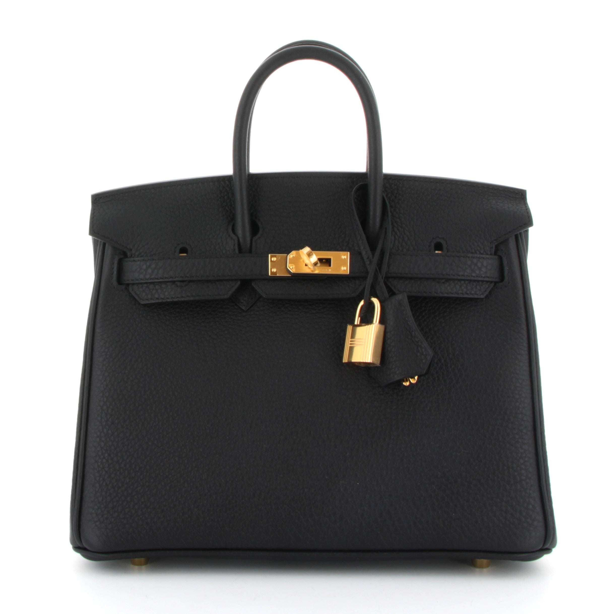 HERMES Birkin 25 Noir Togo Finition Or Jaune