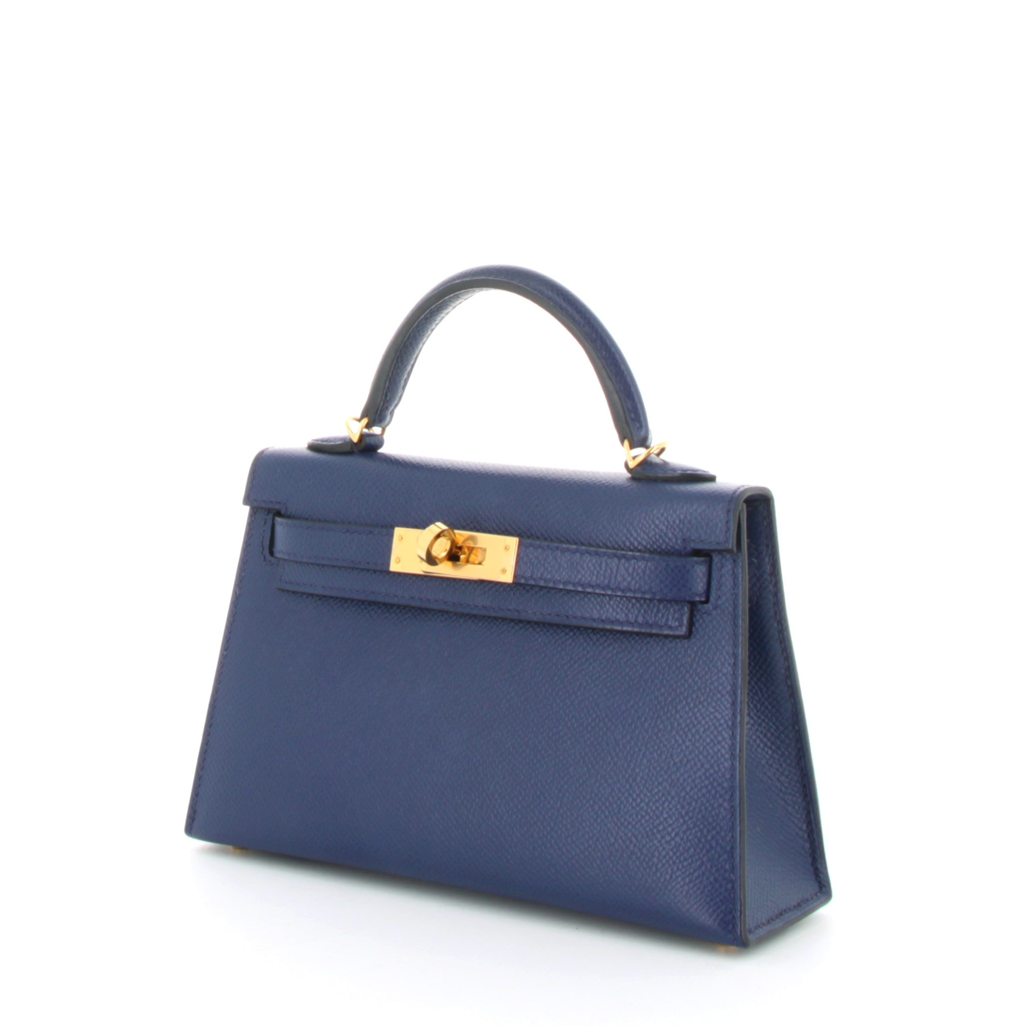 HERMES Kelly 20 Bleu Saphire Finition Or Jaune