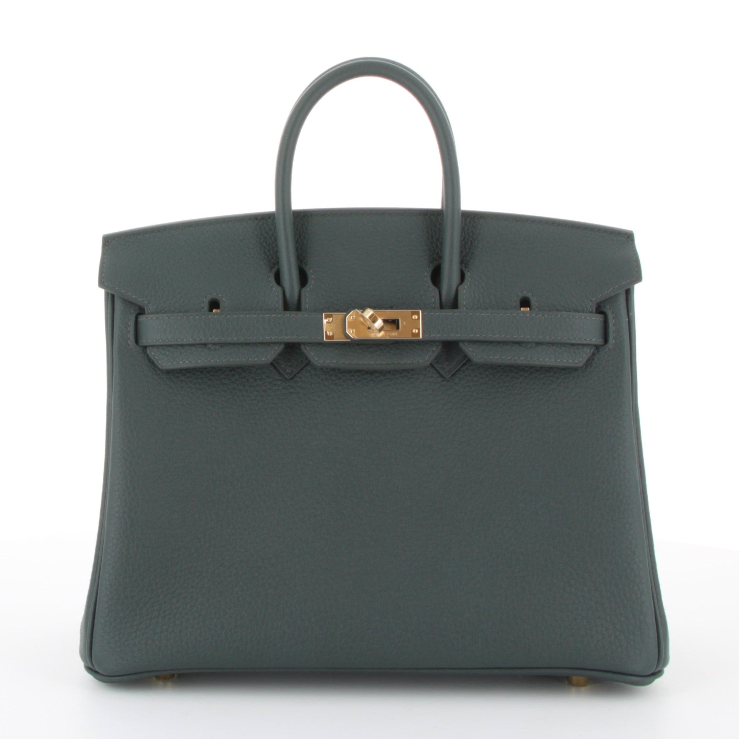 HERMES Birkin 25 Vert Mangrove Togo Finition Permabrass