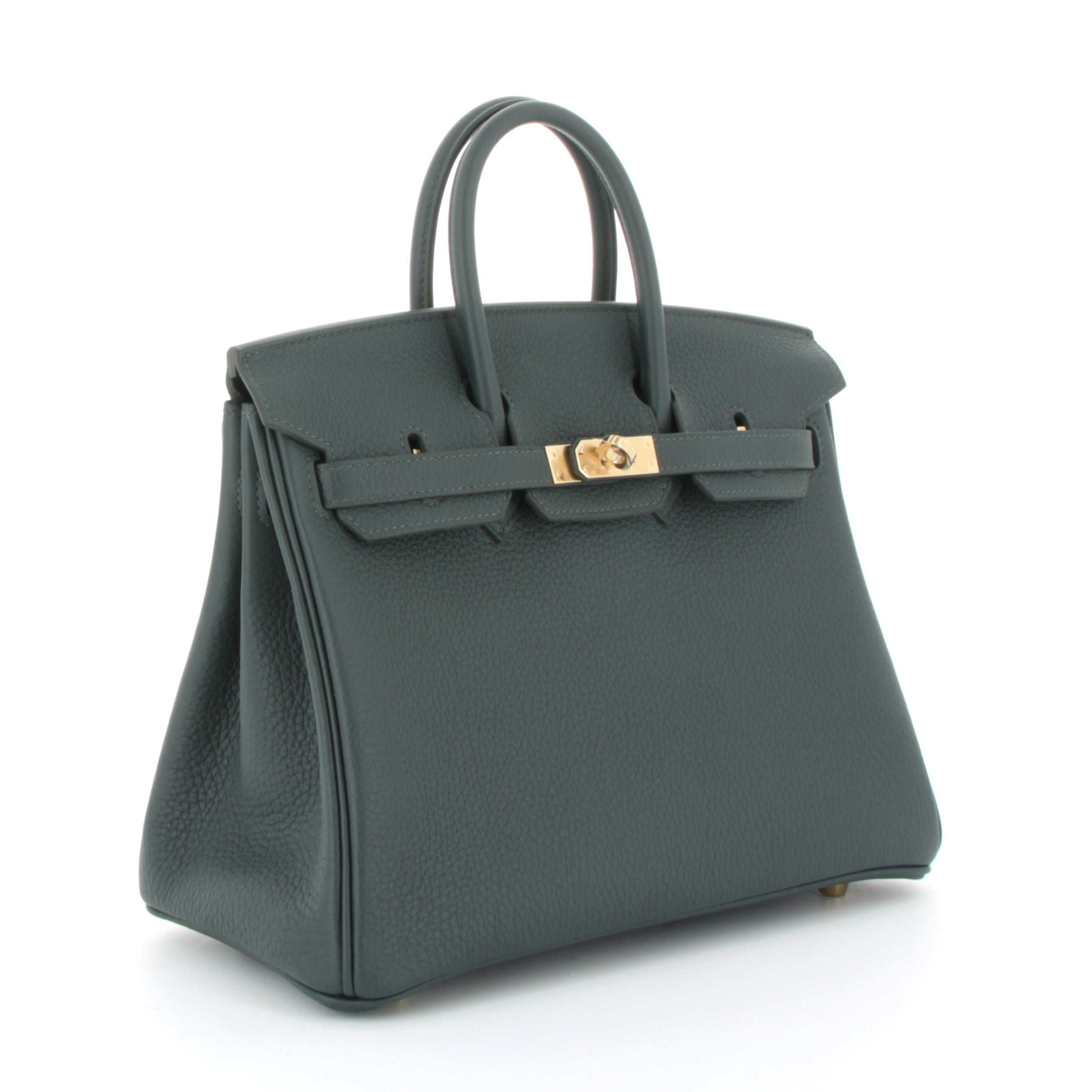 HERMES Birkin 25 Vert Mangrove Togo Finition Permabrass